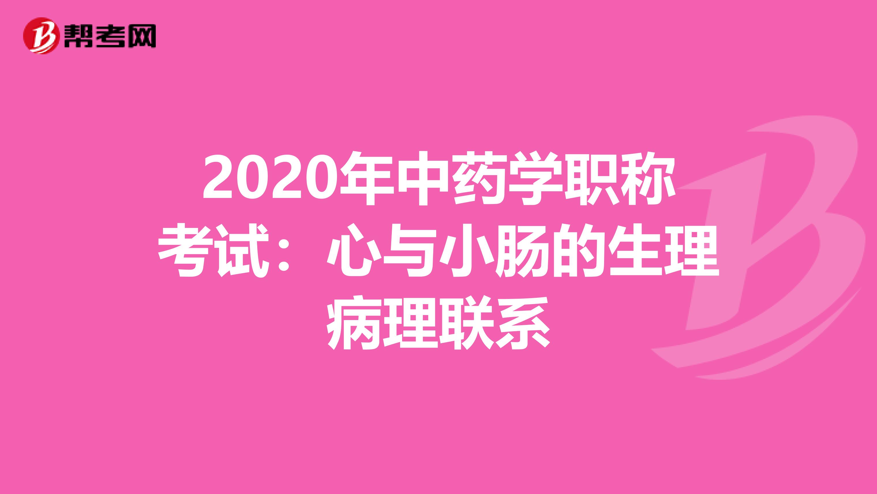 2020年中药学职称考试：心与小肠的生理病理联系
