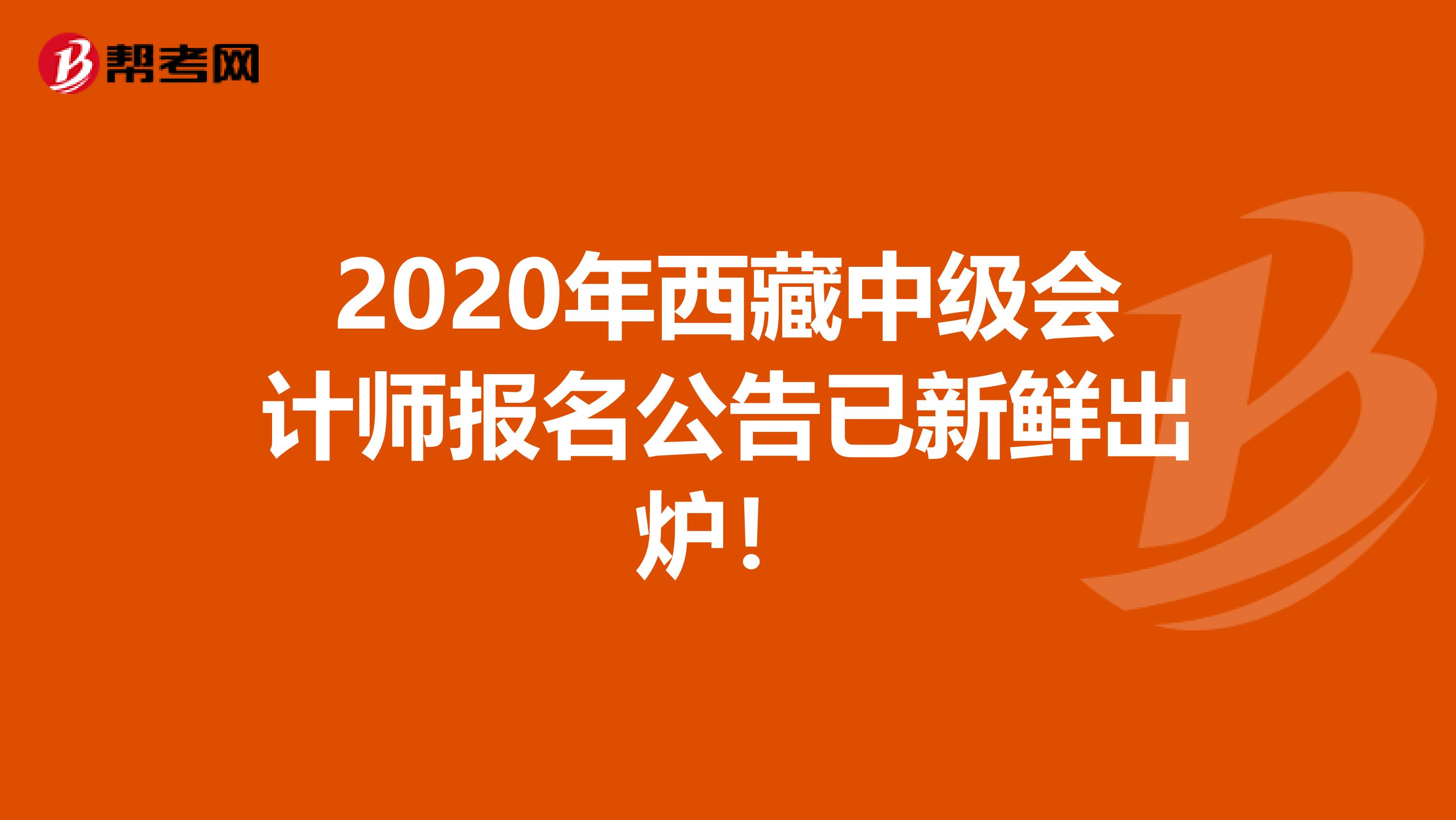 2020年西藏中級會計師報名公告已新鮮出爐！