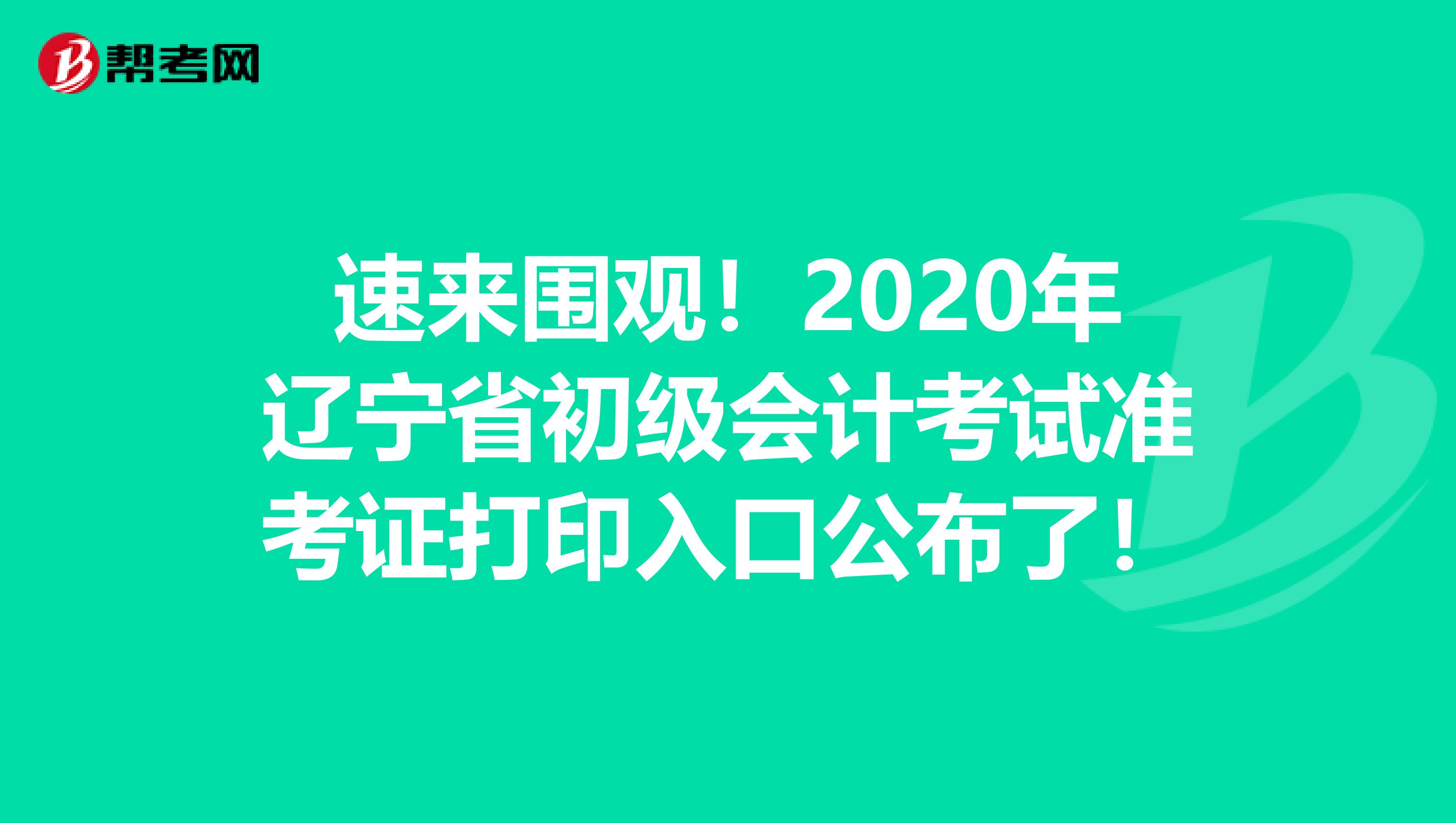 速来围观！2020年辽宁省初级会计考试准考证打印入口公布了！