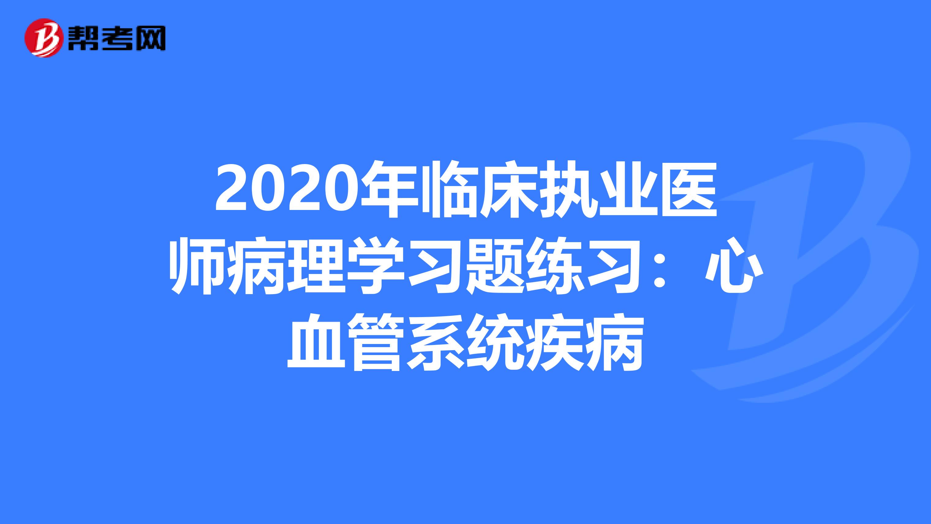 2020年臨床執業醫師病理學習題練習：心血管系統疾病