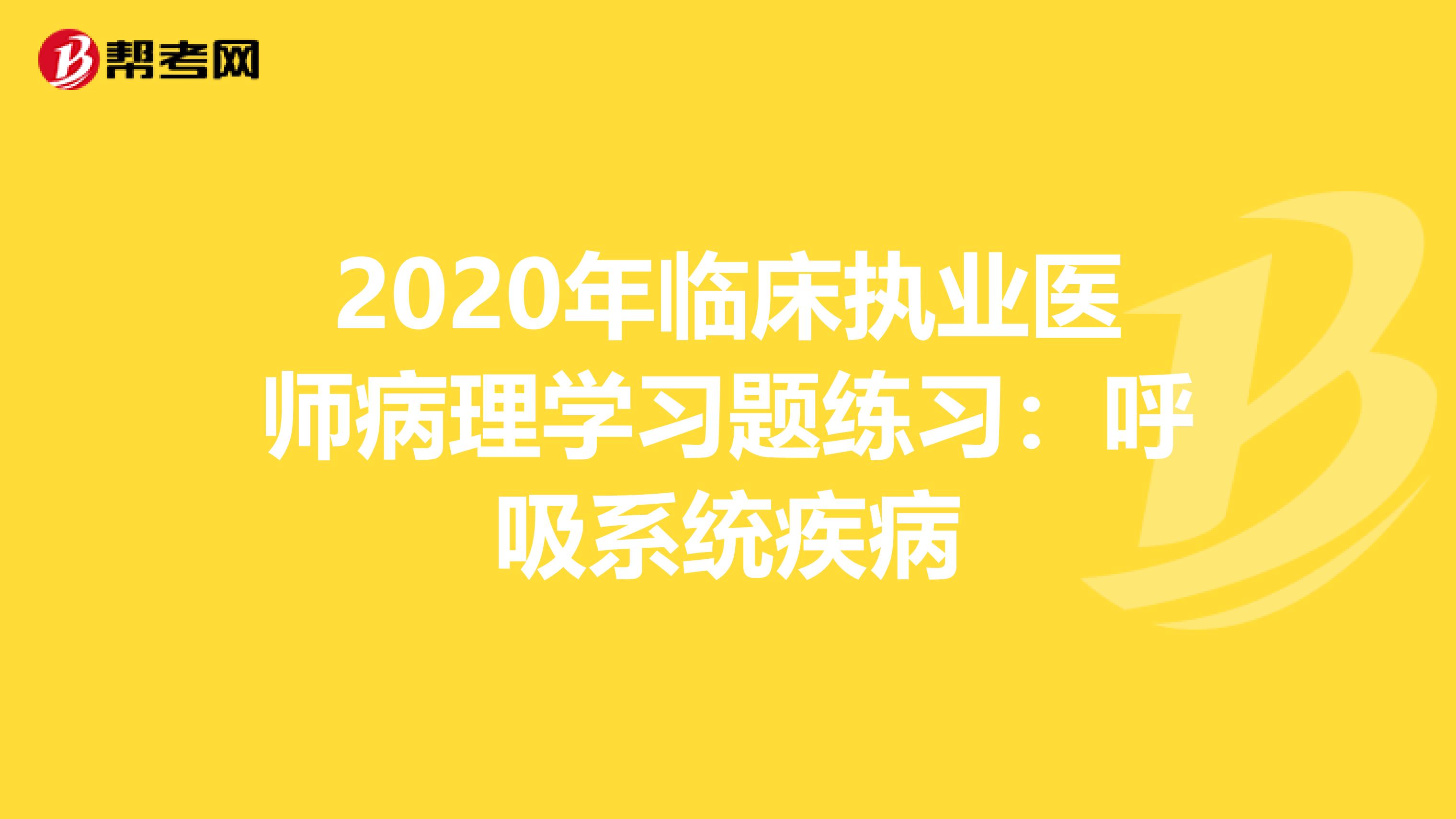 2020年临床执业医师病理学习题练习：呼吸系统疾病
