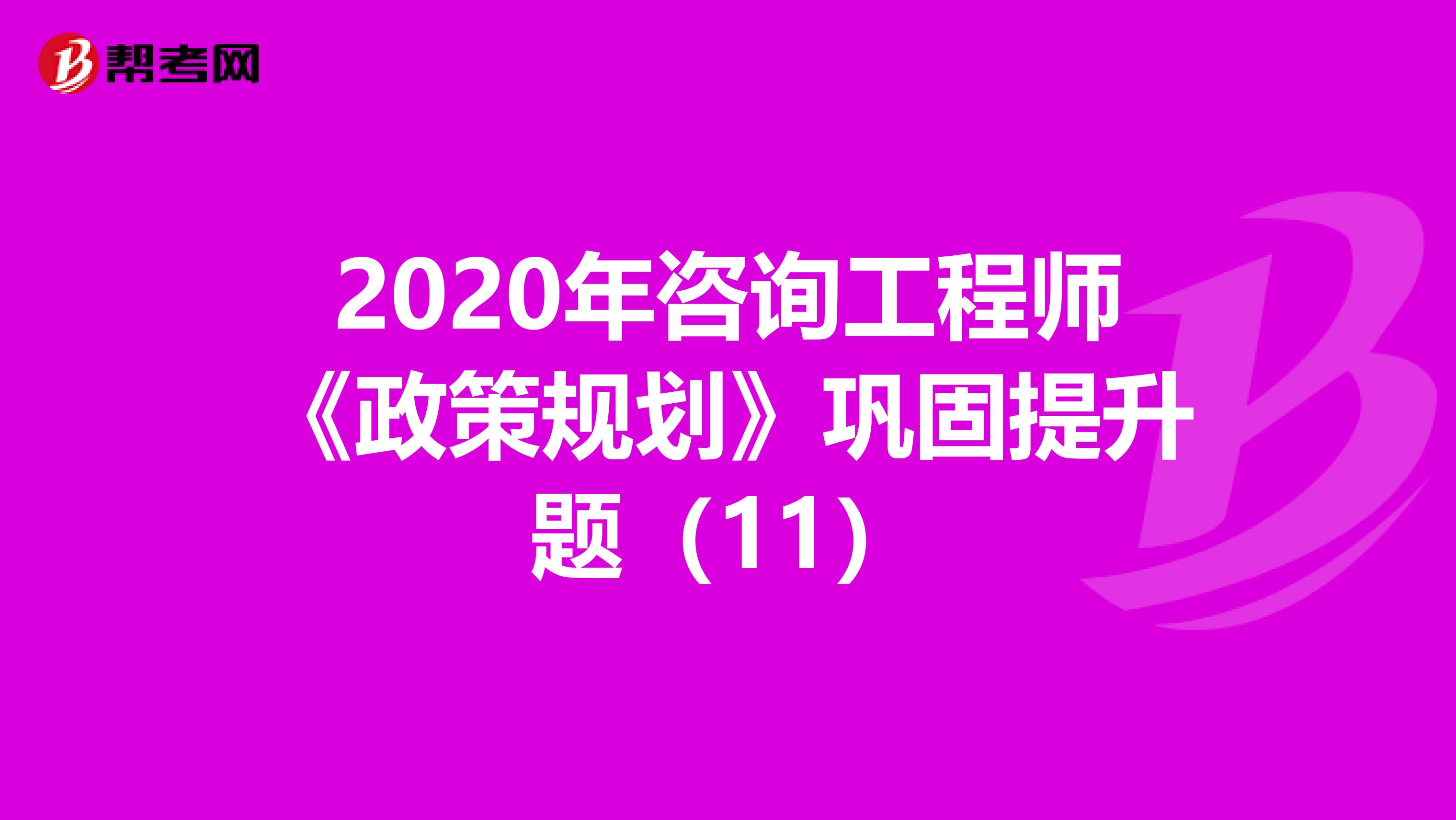2020年咨询工程师《政策规划》巩固提升题（11）