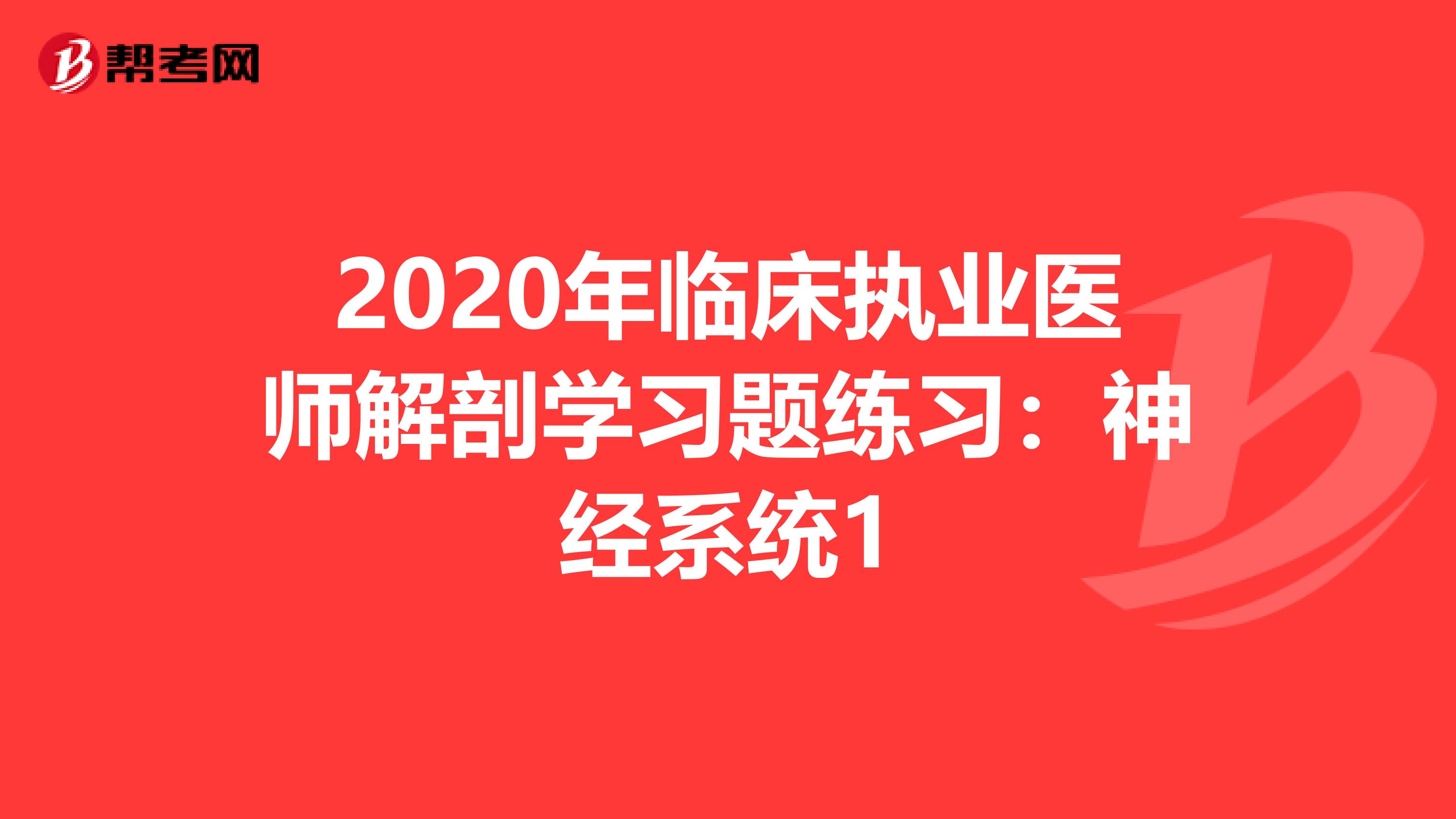 2020年临床执业医师解剖学习题练习：神经系统1