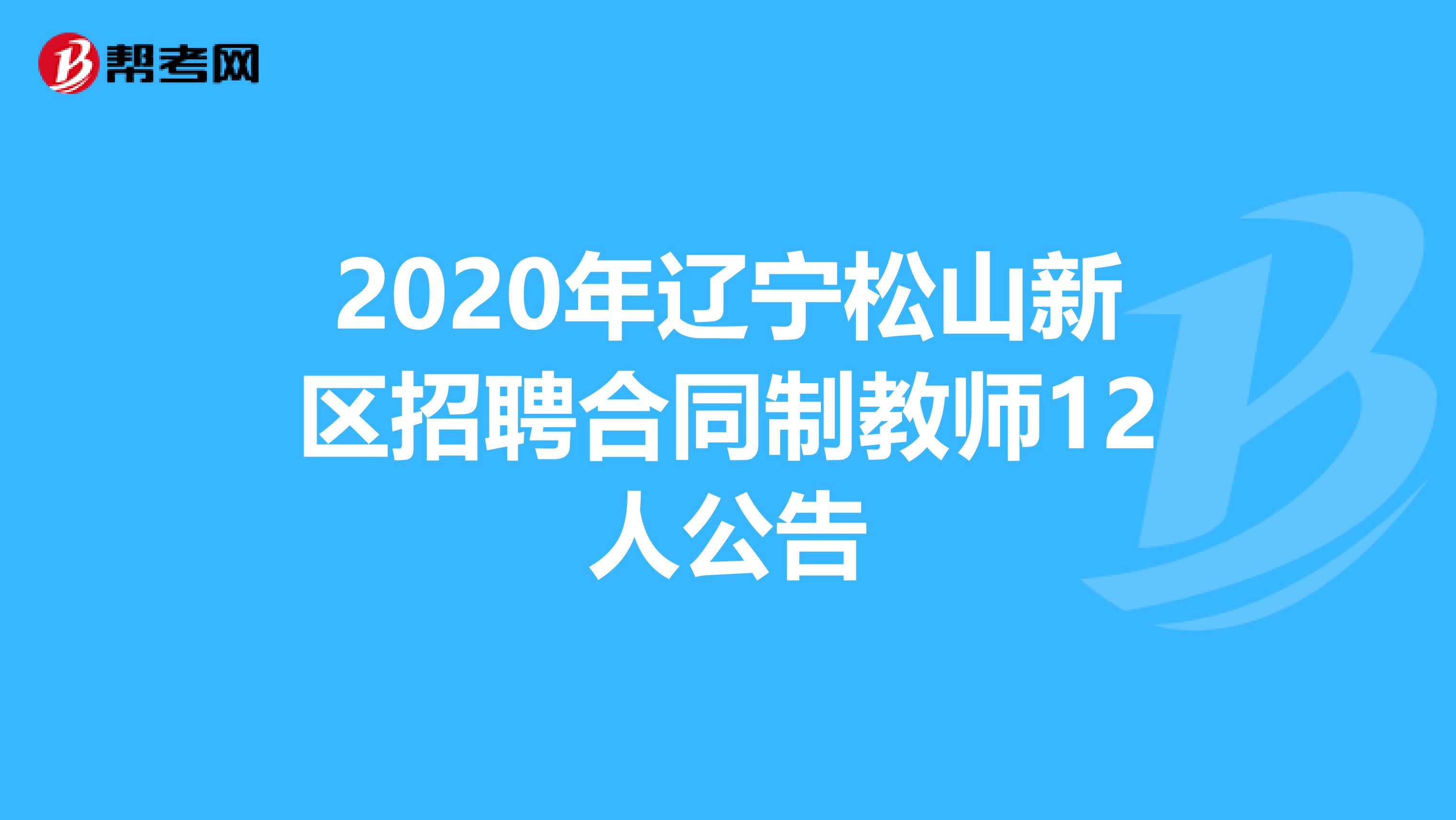 2020年辽宁松山新区招聘合同制教师12人公告