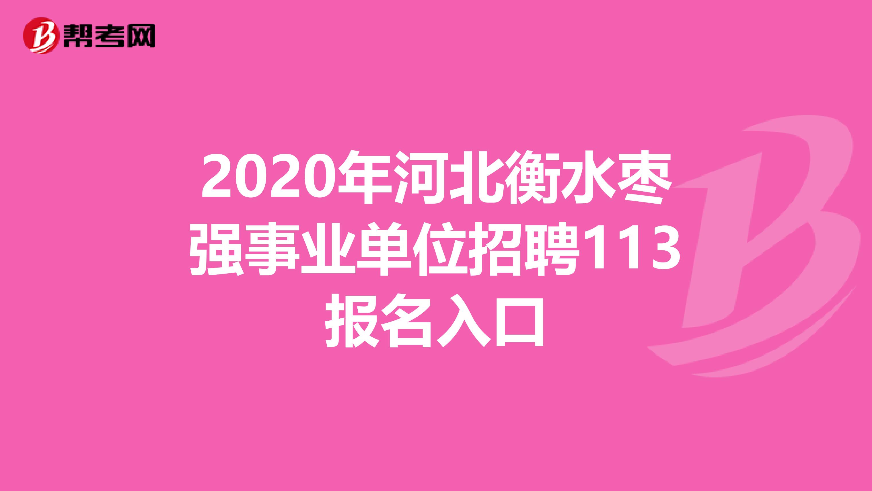 2020年河北衡水枣强事业单位招聘113报名入口