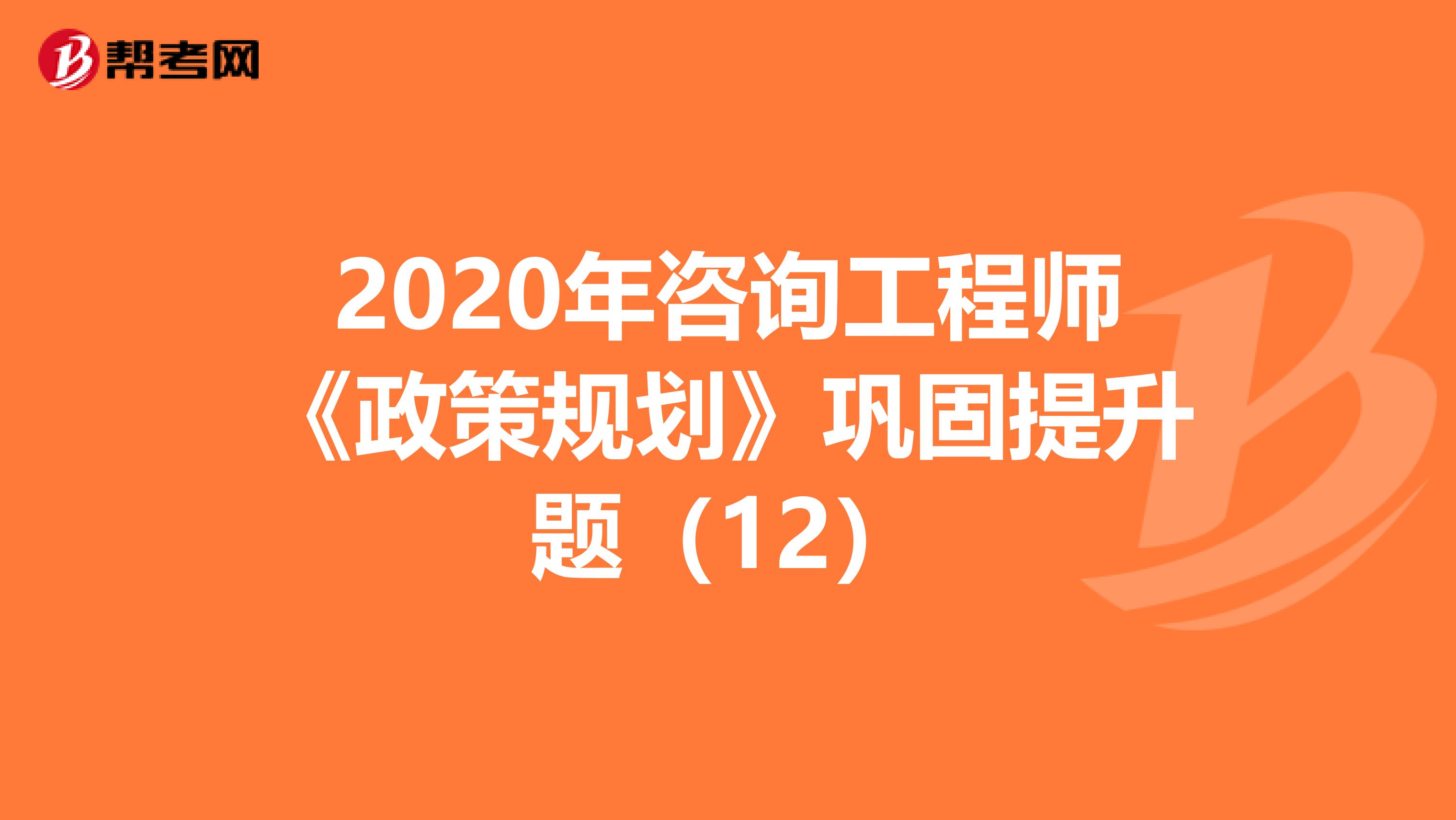 2020年咨询工程师《政策规划》巩固提升题（12）