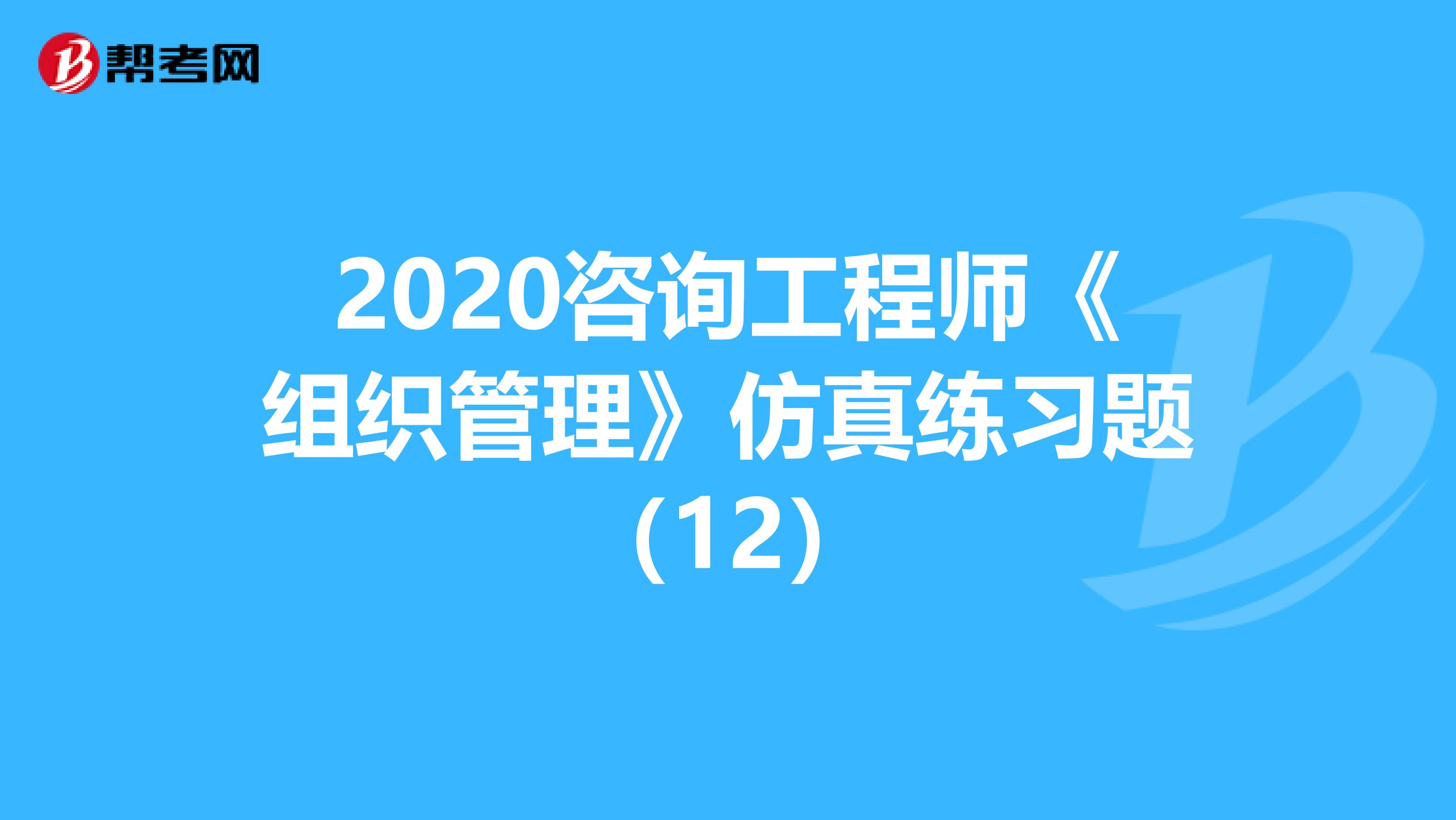2020咨询工程师《组织管理》仿真练习题（12）
