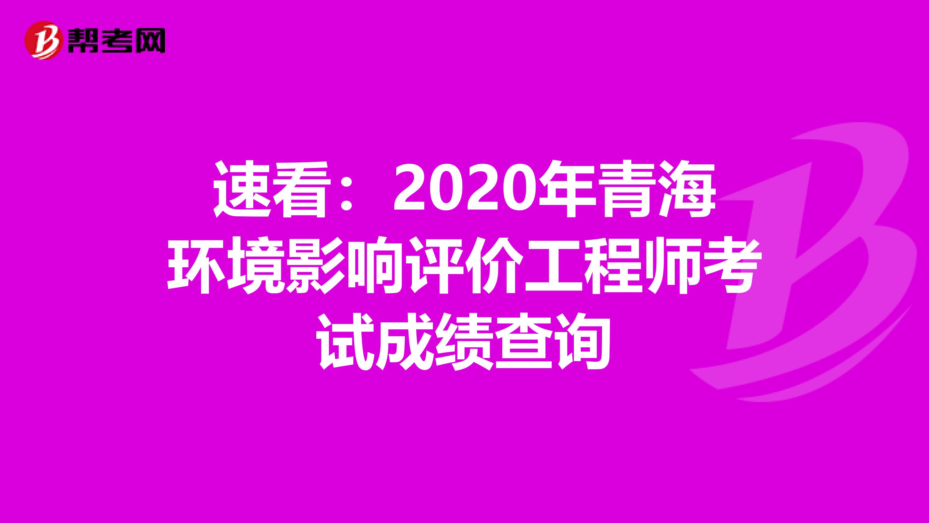 速看：2020年青海环境影响评价工程师考试成绩查询