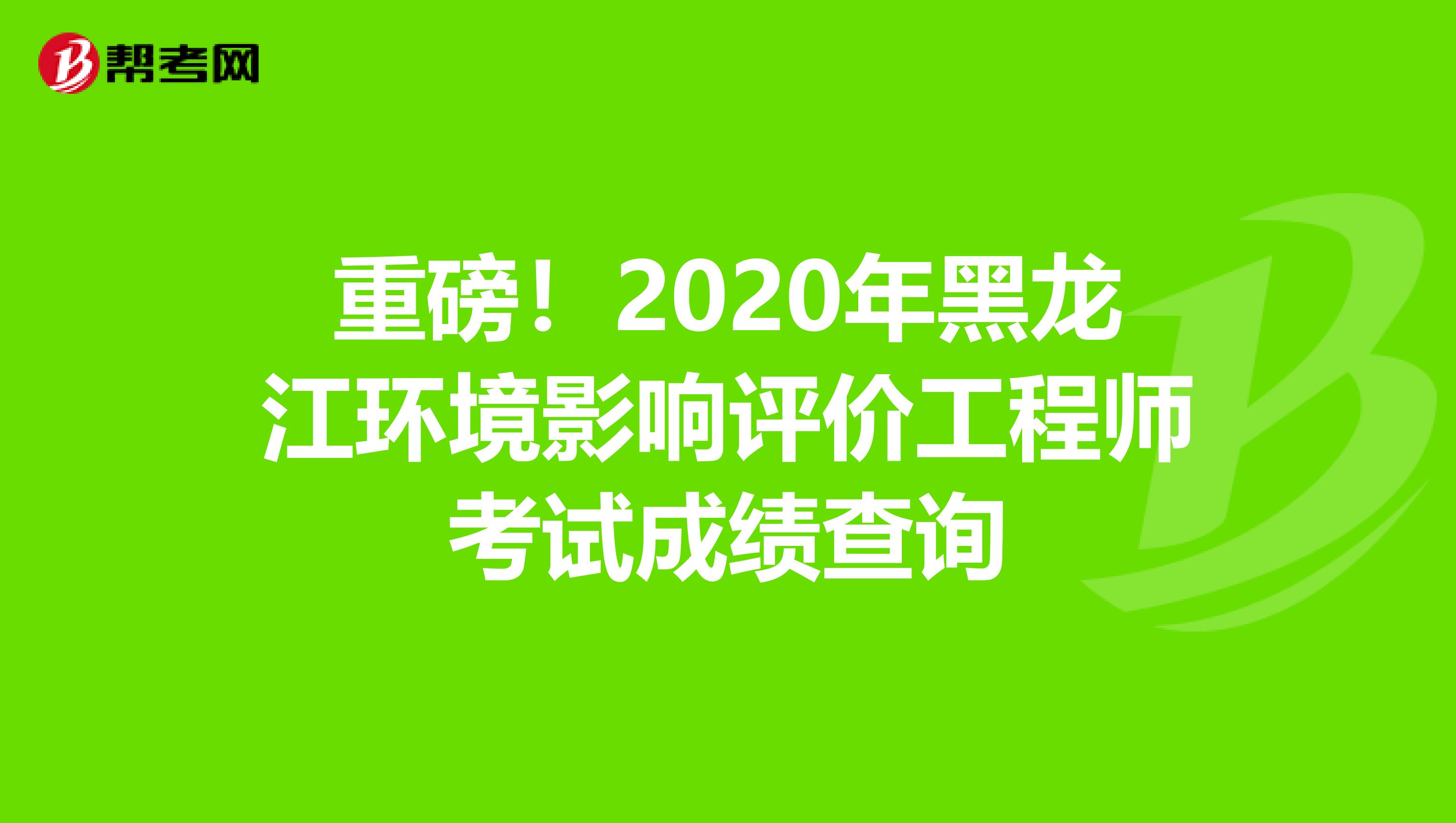 重磅！2020年黑龙江环境影响评价工程师考试成绩查询