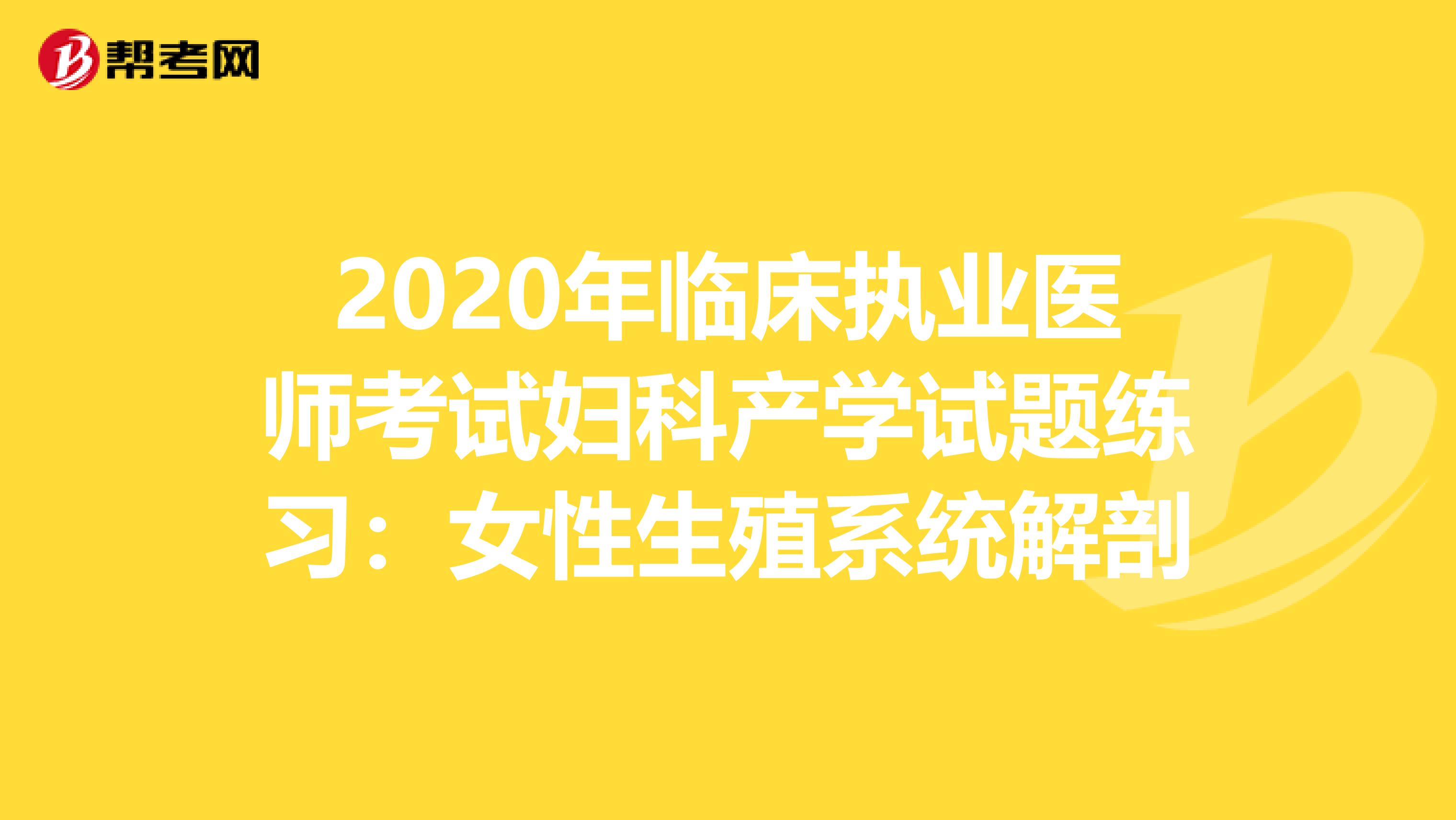 2020年临床执业医师考试妇科产学试题练习：女性生殖系统解剖