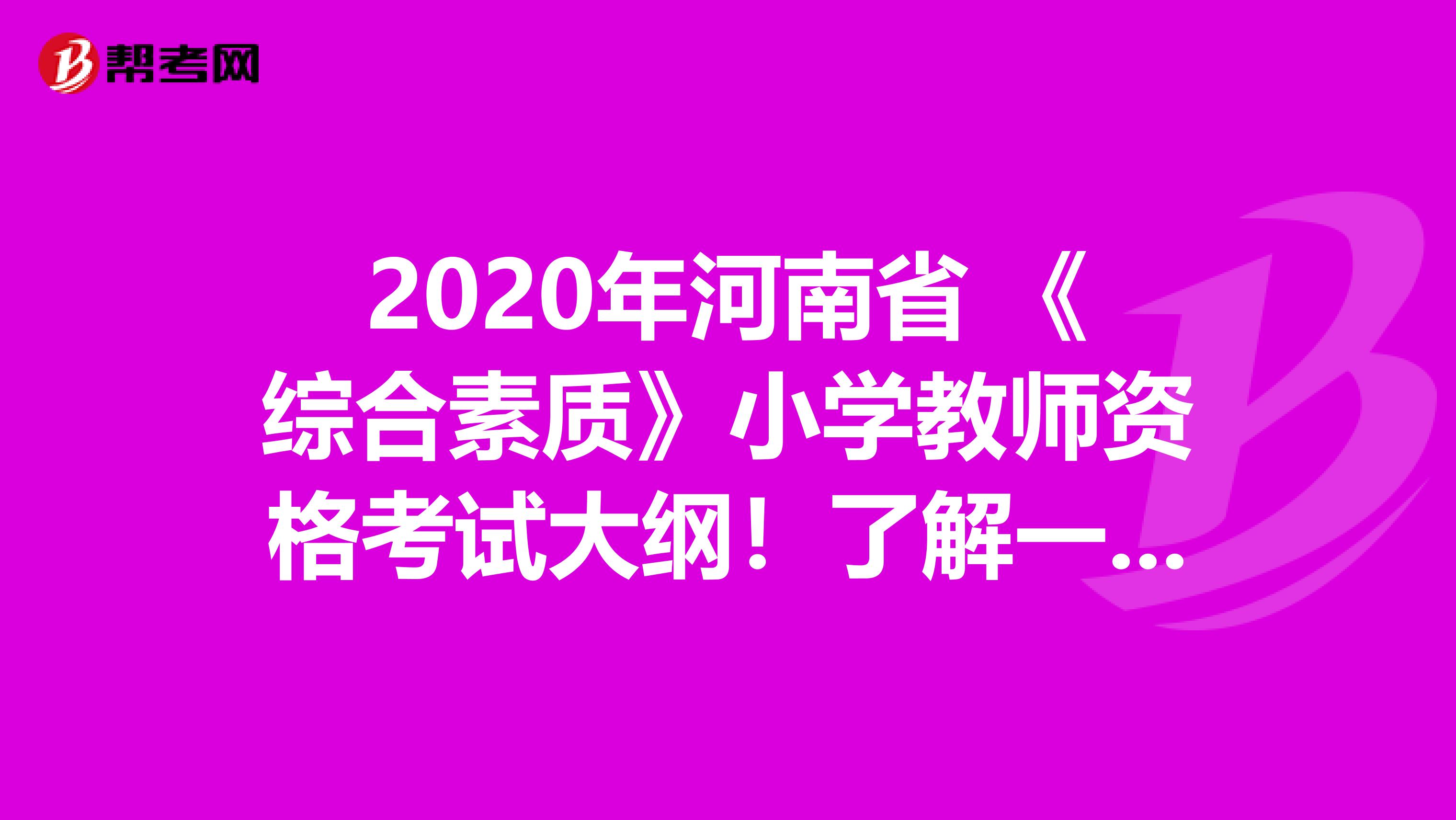 2020年河南省 《综合素质》小学教师资格考试大纲！了解一下？