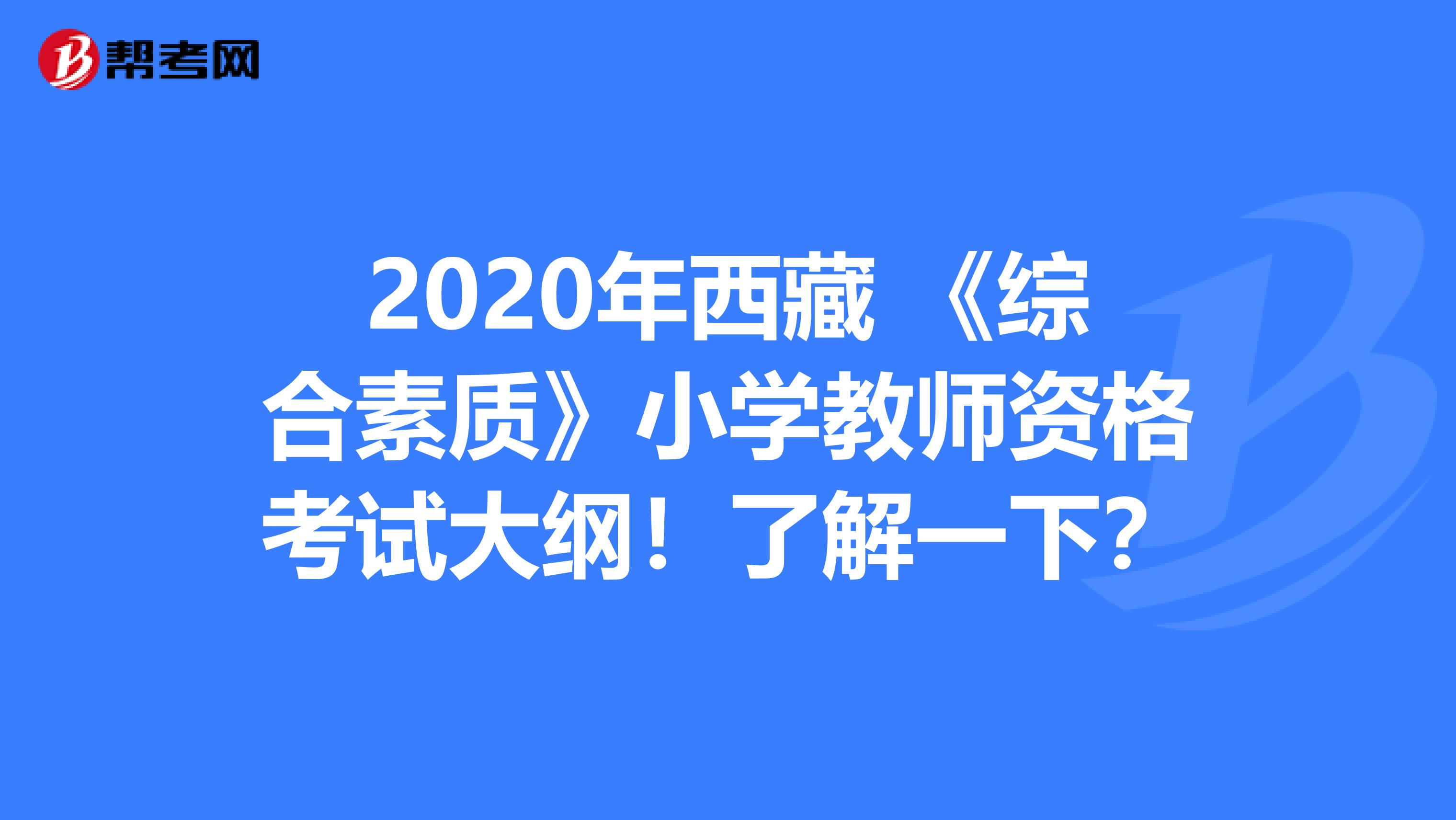 2020年西藏 《综合素质》小学教师资格考试大纲！了解一下？