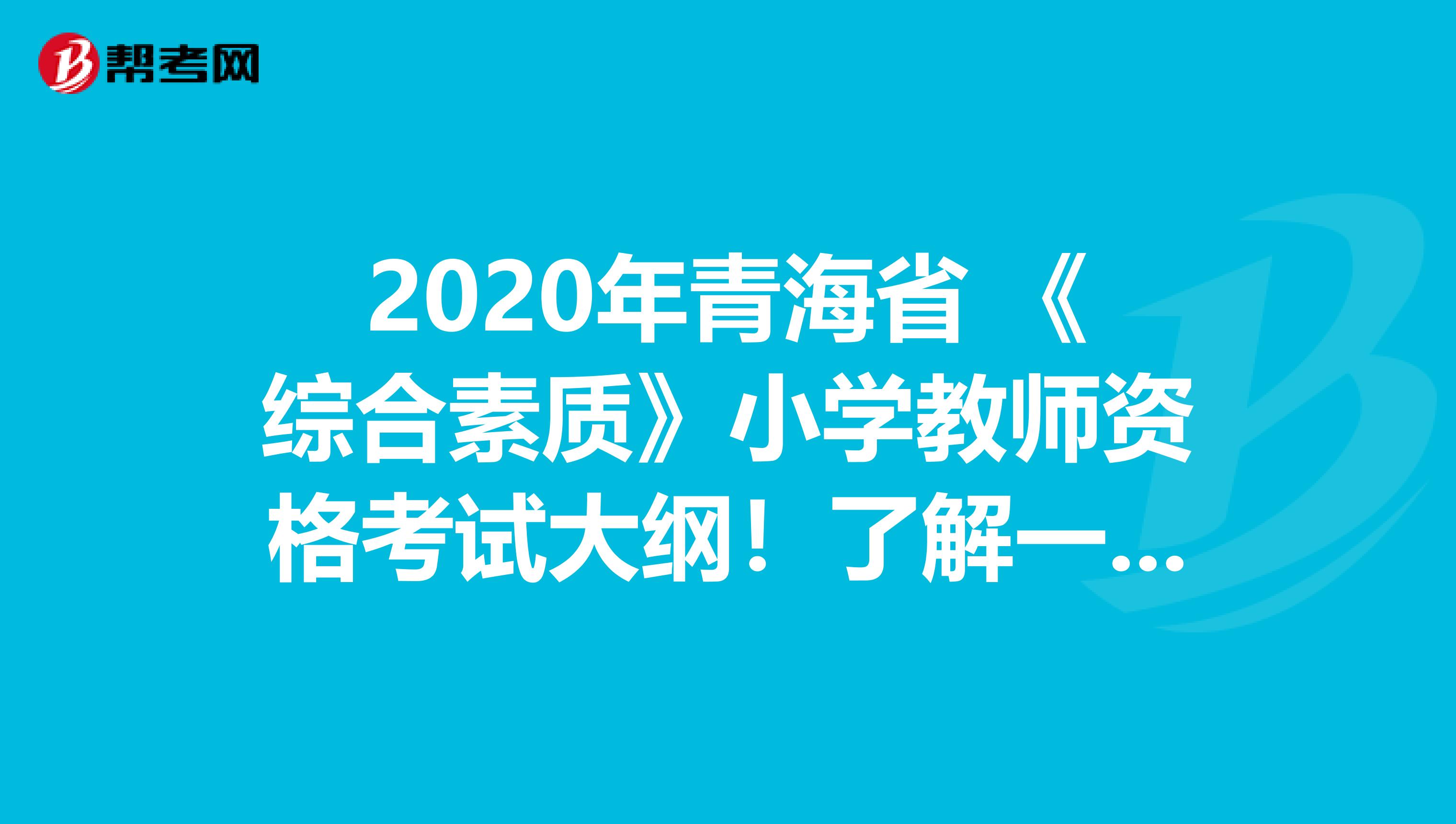 2020年青海省 《综合素质》小学教师资格考试大纲！了解一下？