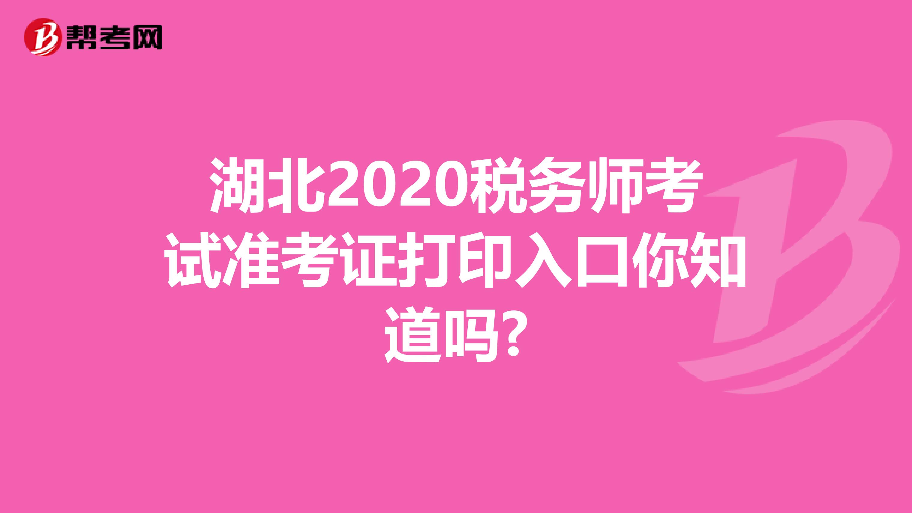 湖北2020税务师考试准考证打印入口你知道吗?