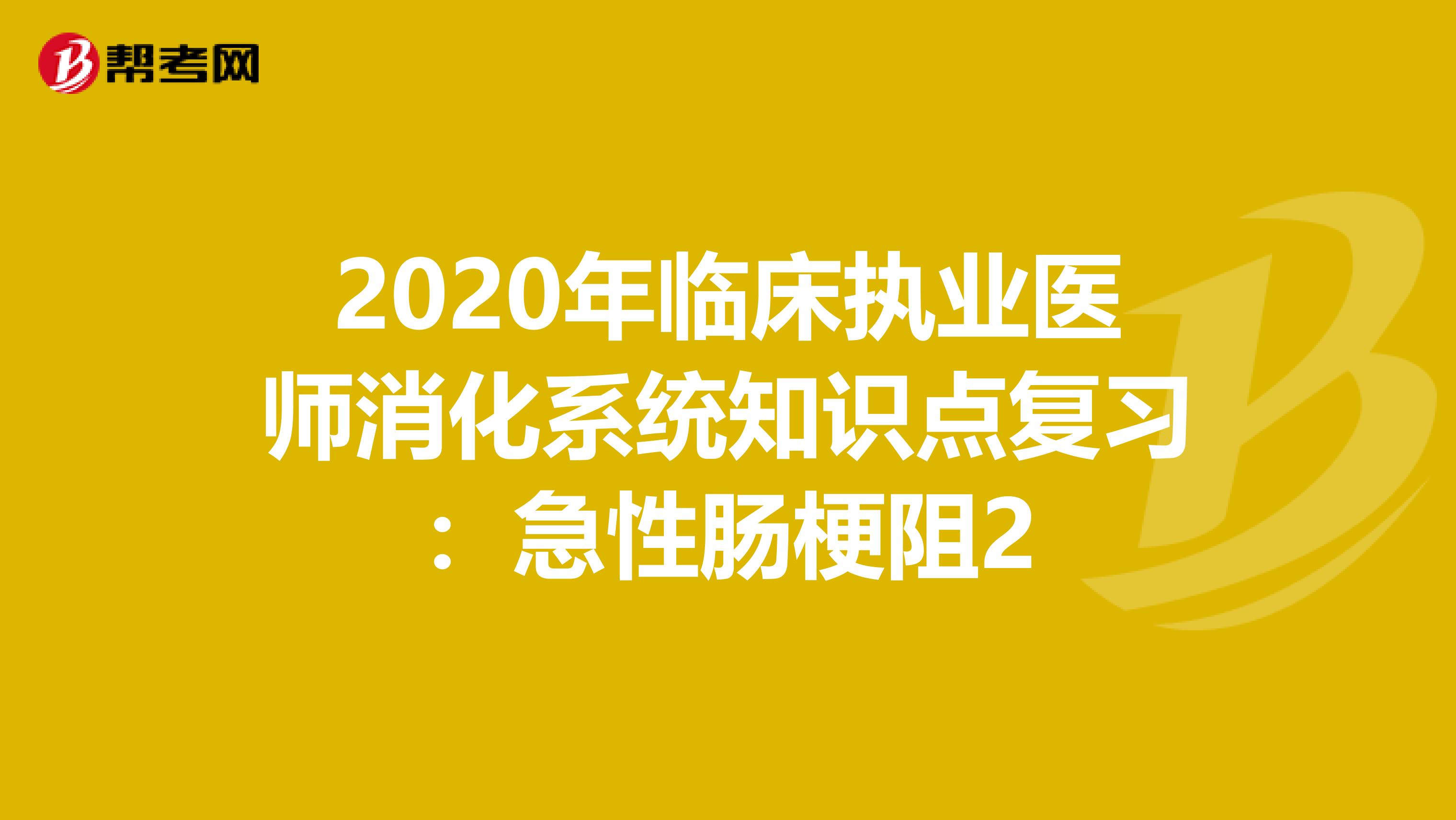 2020年临床执业医师消化系统知识点复习：急性肠梗阻2