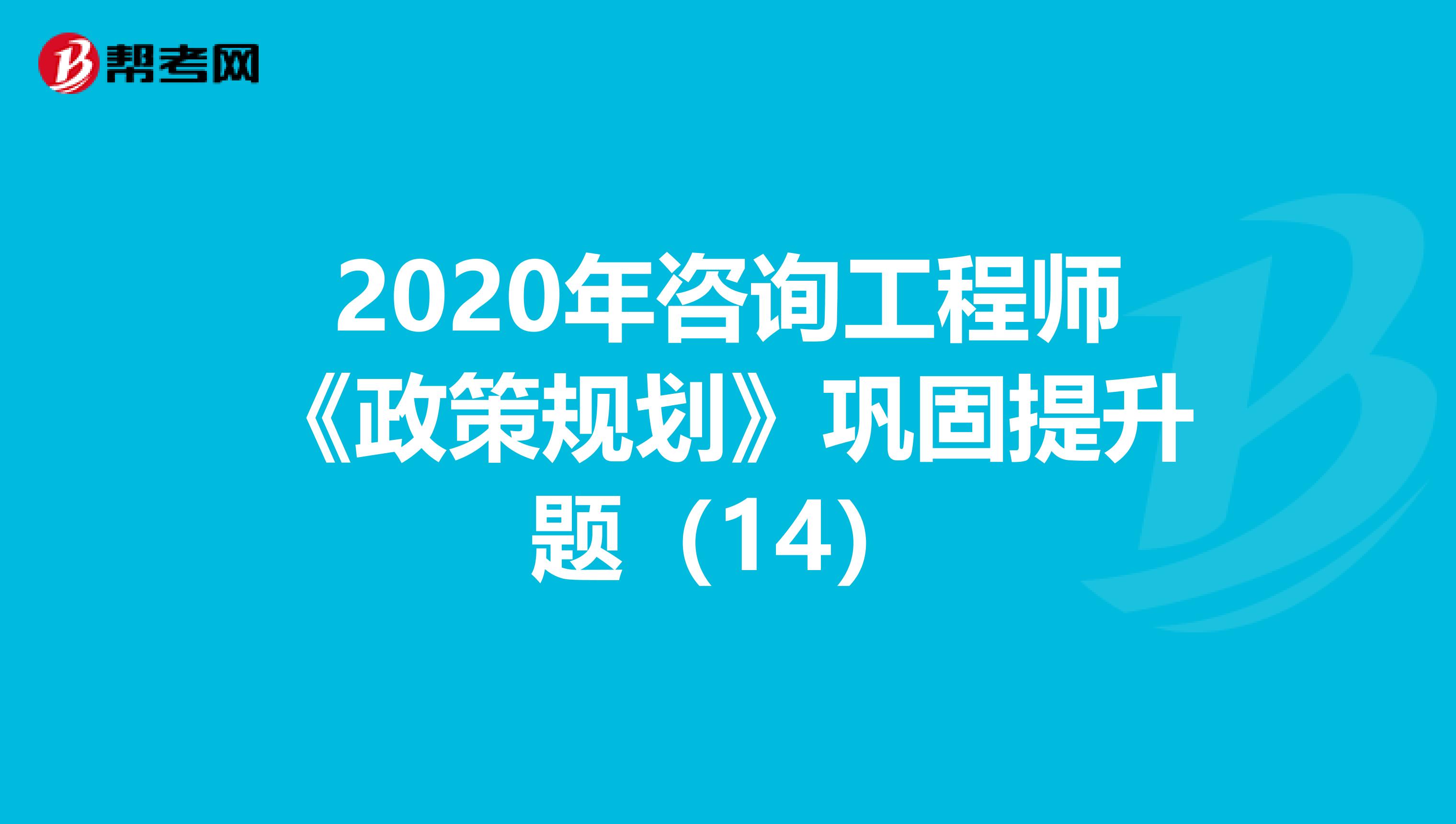 2020年咨询工程师《政策规划》巩固提升题（14）