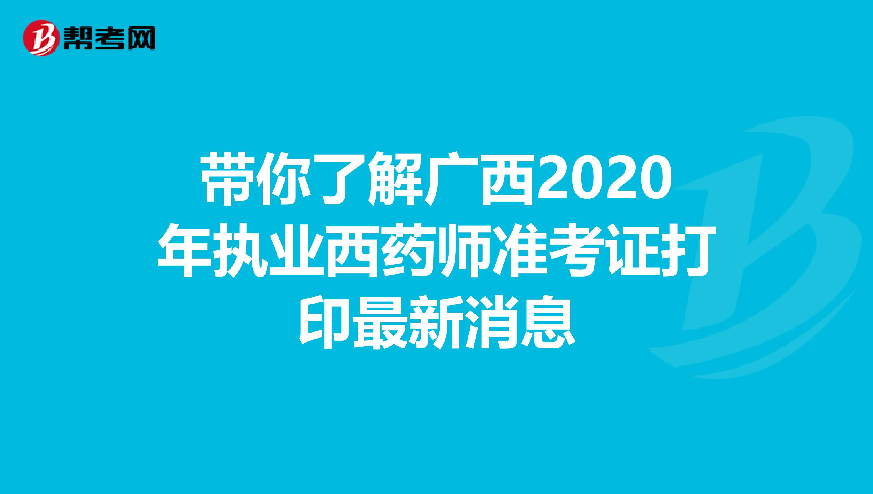 带你了解广西2020年执业西药师准考证打印最新消息