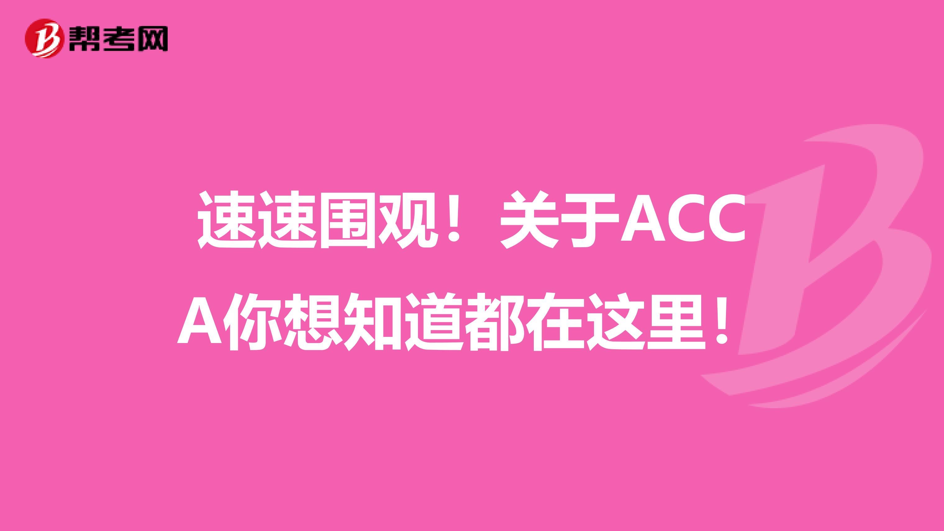 速速围观！关于ACCA你想知道都在这里！