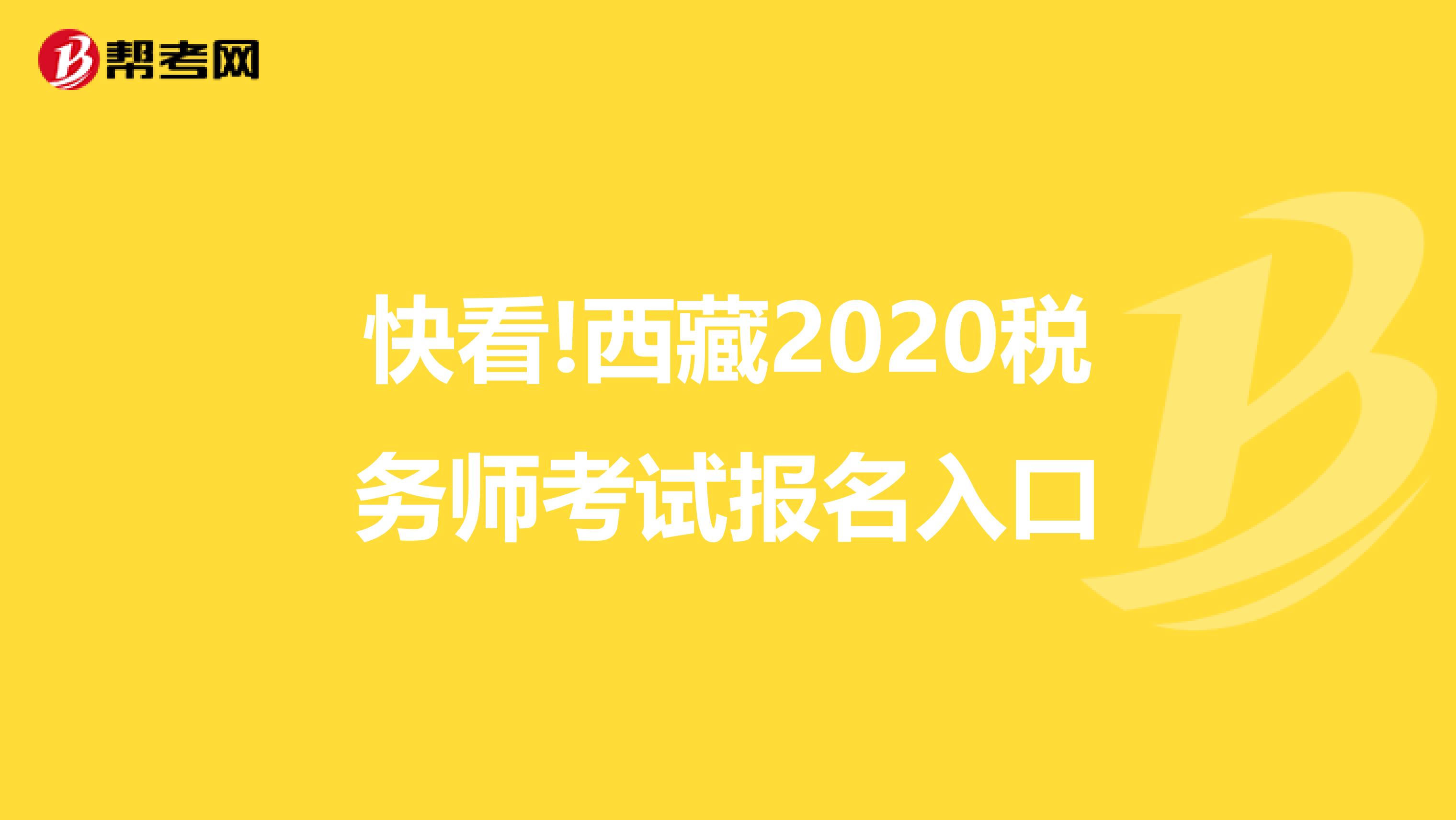 快看!西藏2020稅務(wù)師考試報(bào)名入口