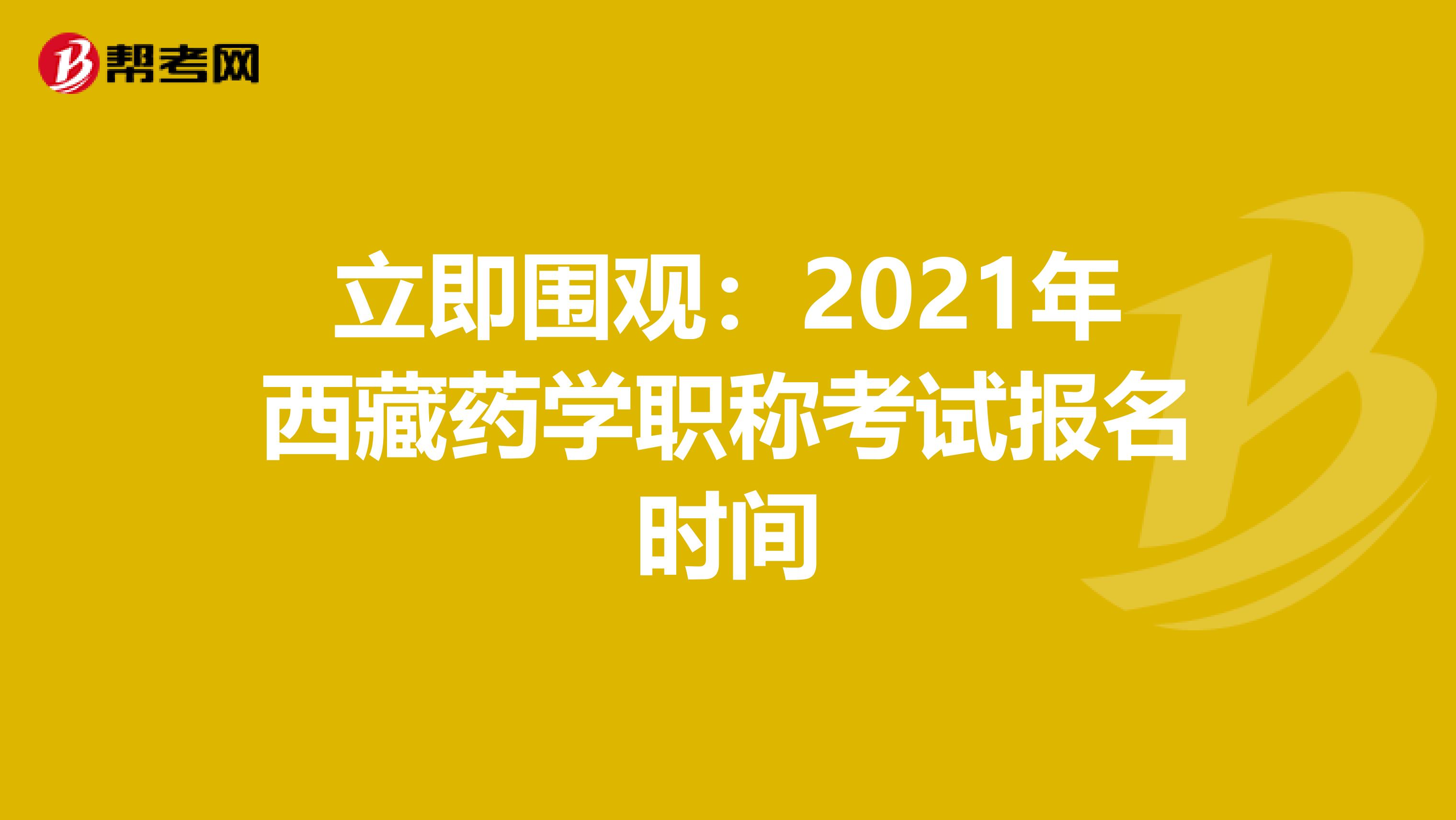 立即围观：2021年西藏药学职称考试报名时间