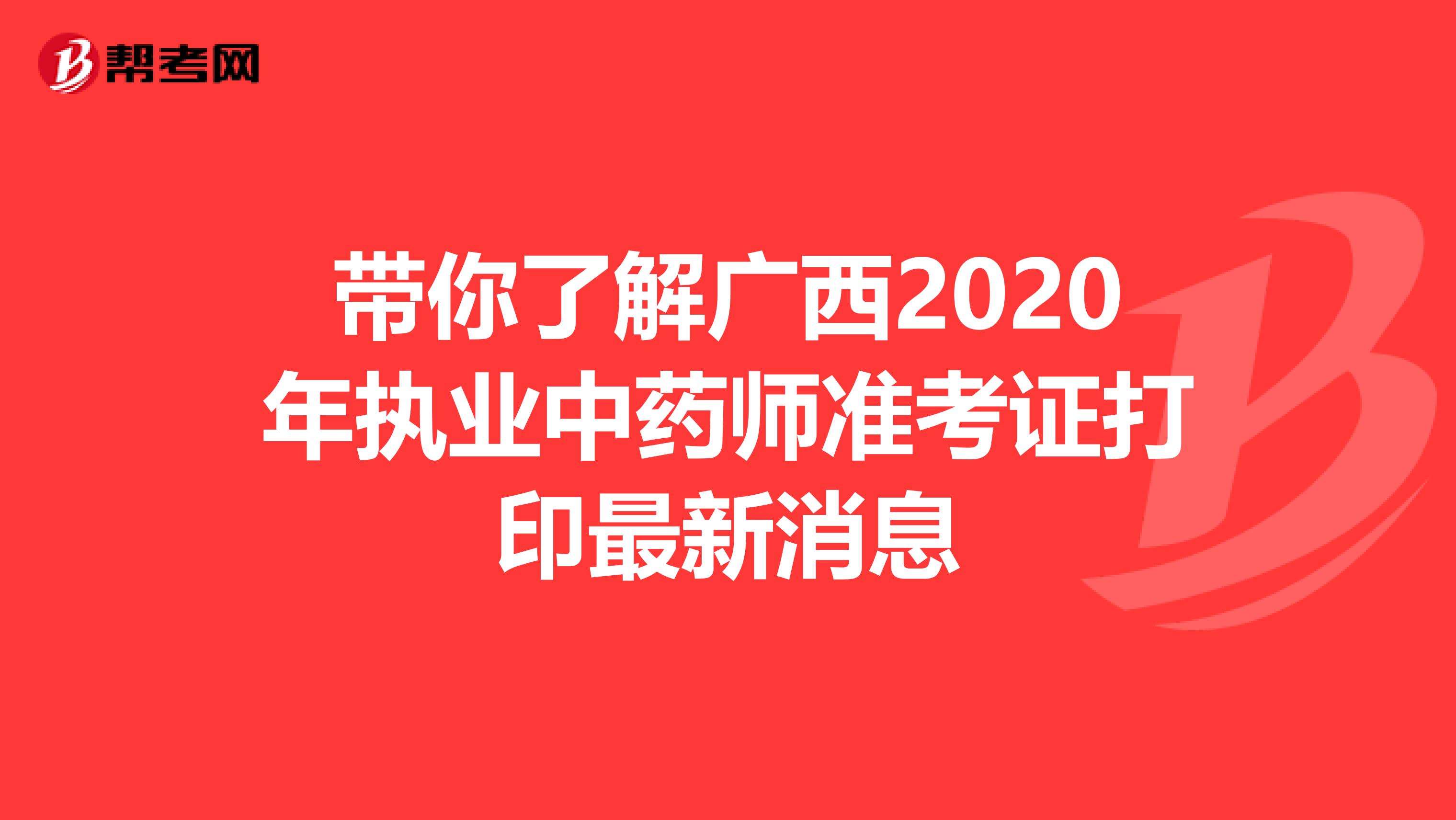 带你了解广西2020年执业中药师准考证打印最新消息