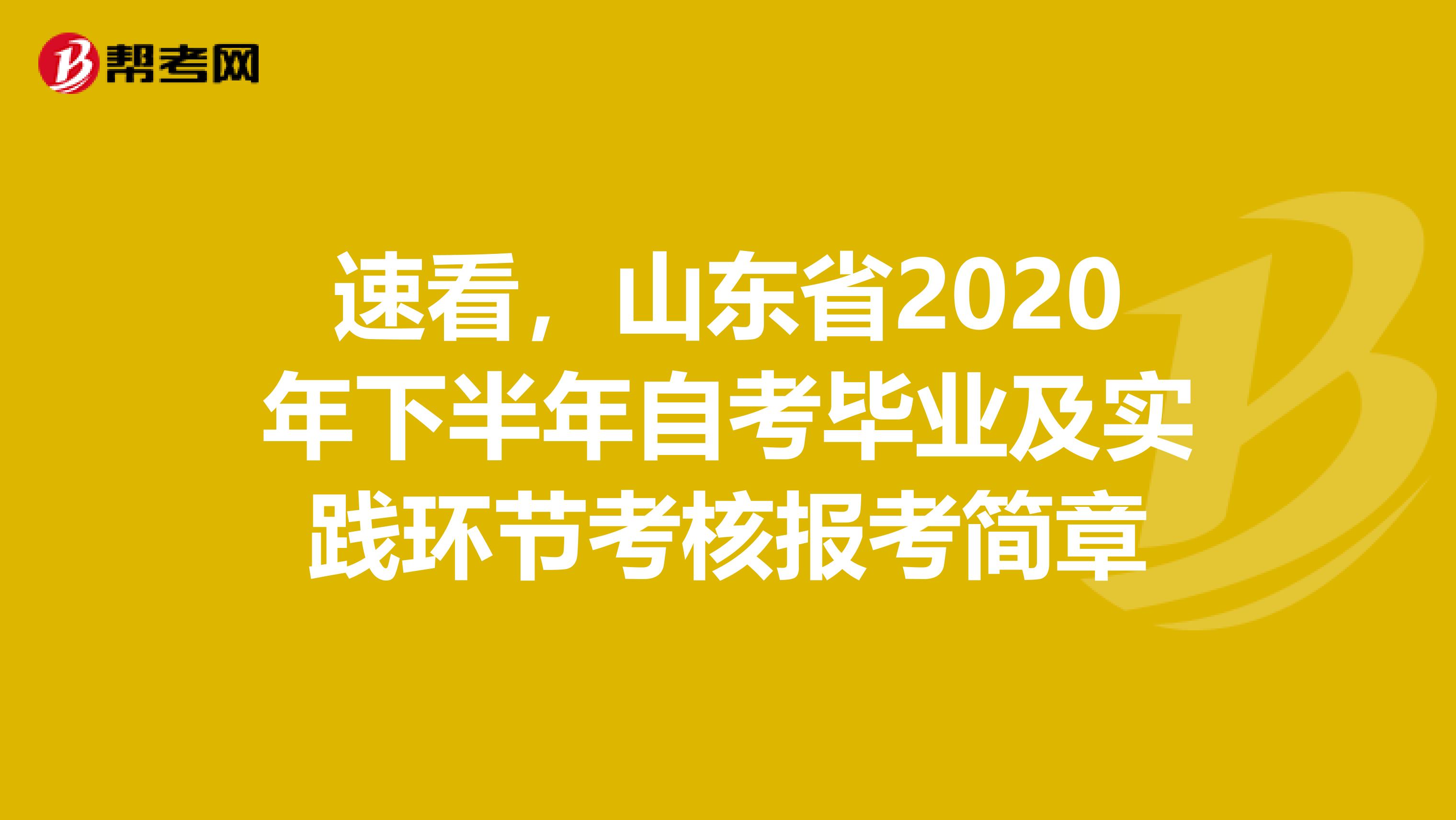 速看，山东省2020年下半年自考毕业及实践环节考核报考简章