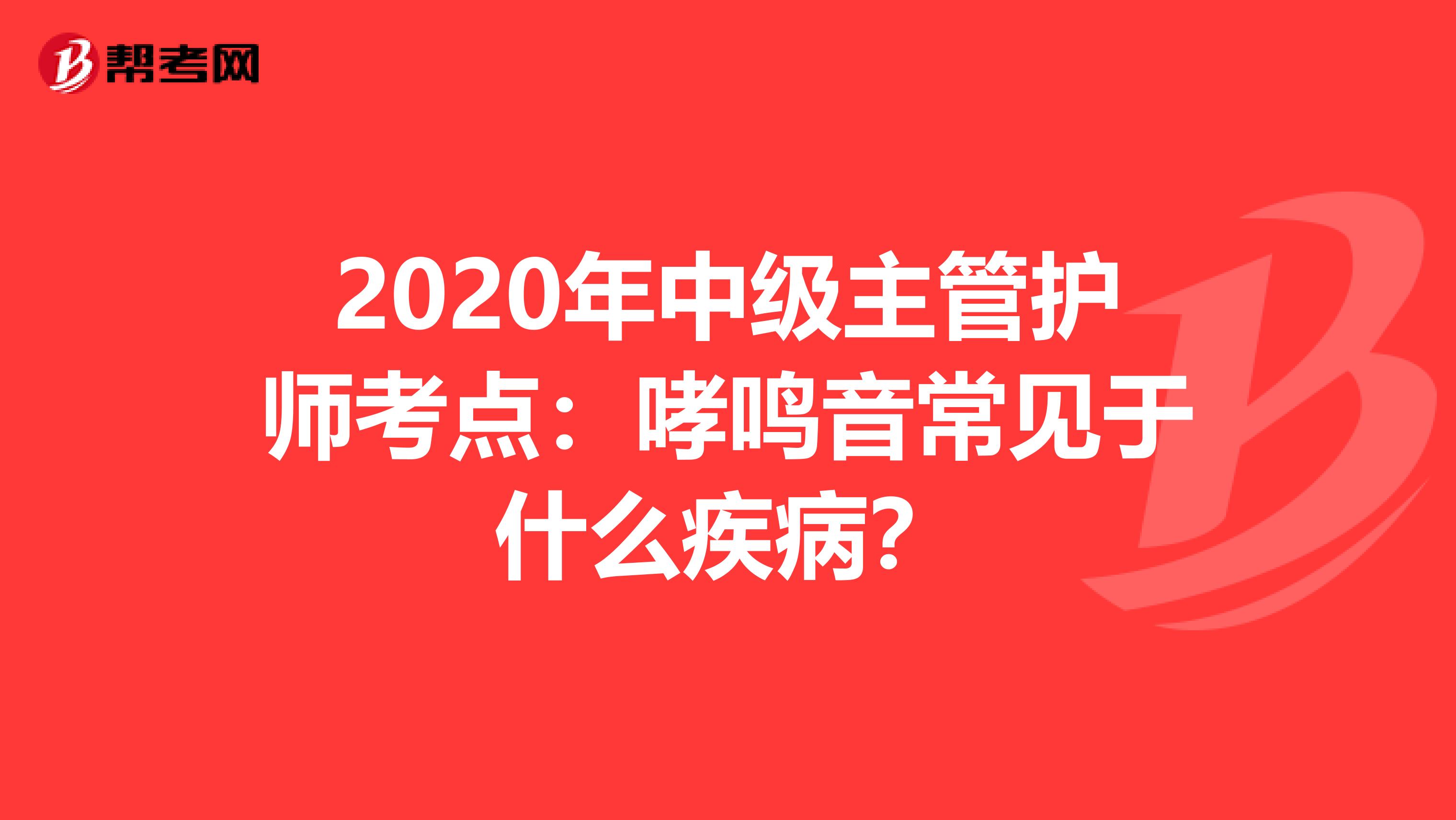 2020年中级主管护师考点：哮鸣音常见于什么疾病？