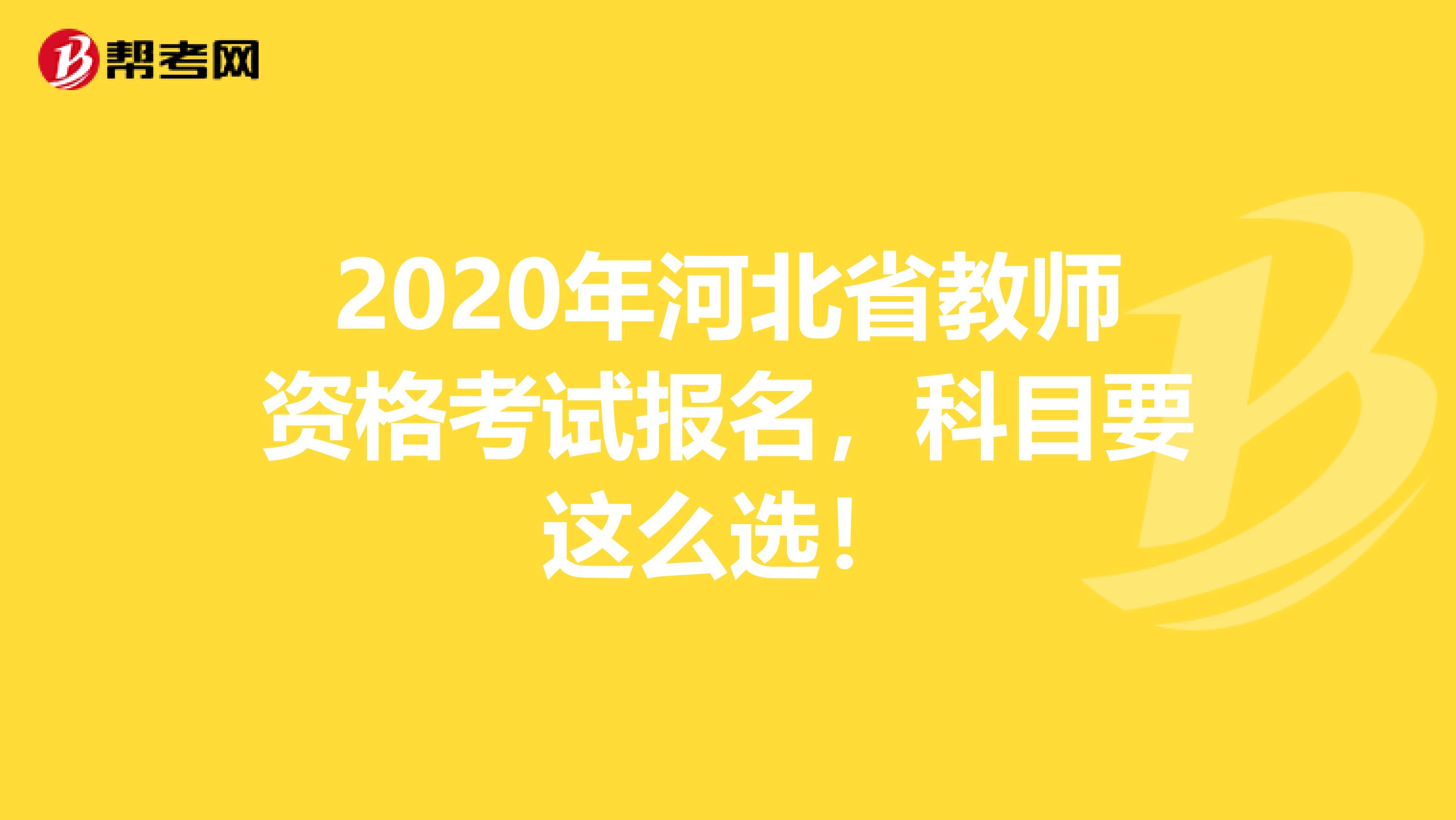 2020年河北省教师资格考试报名，科目要这么选！