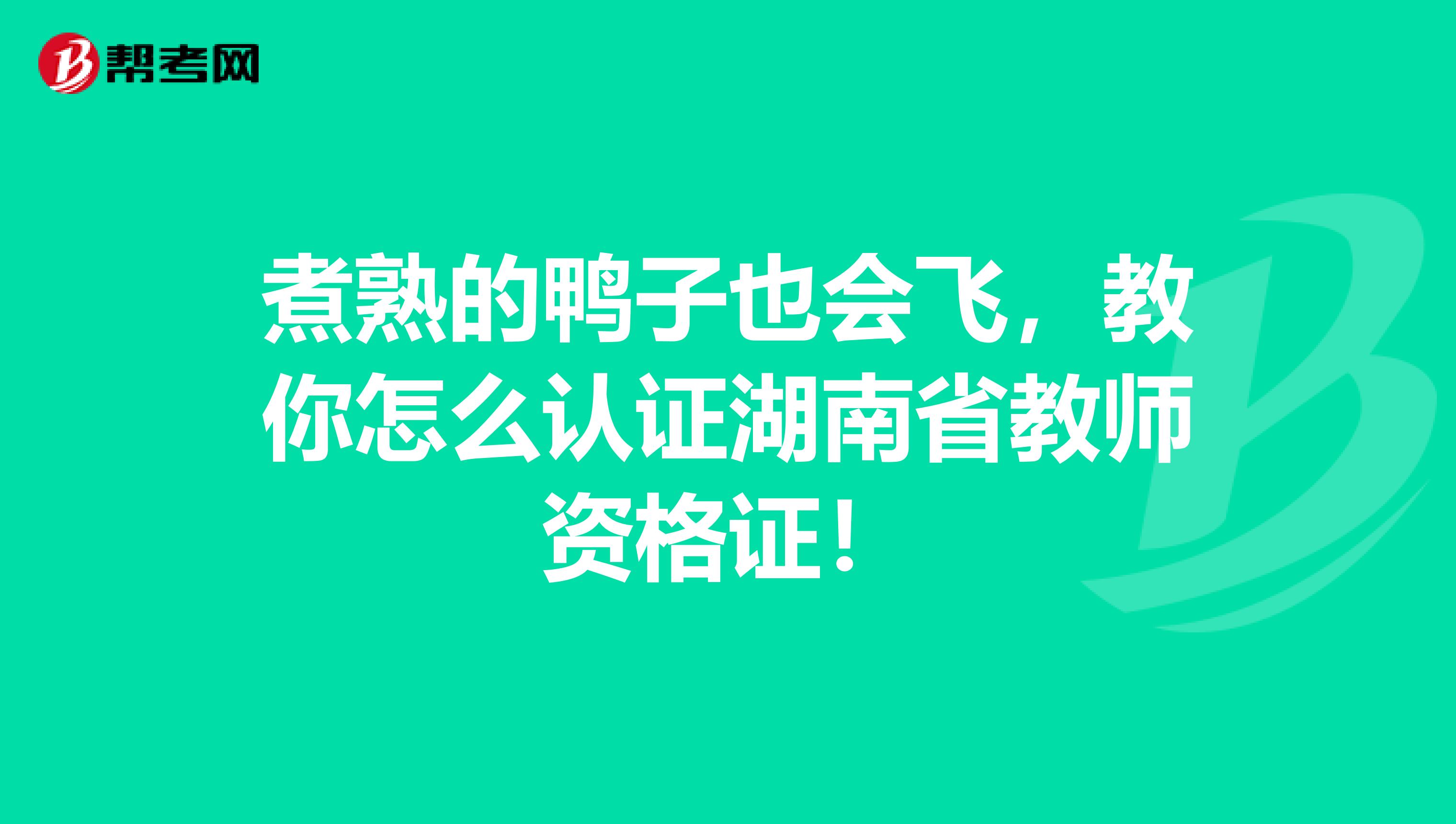 煮熟的鸭子也会飞，教你怎么认证湖南省教师资格证！