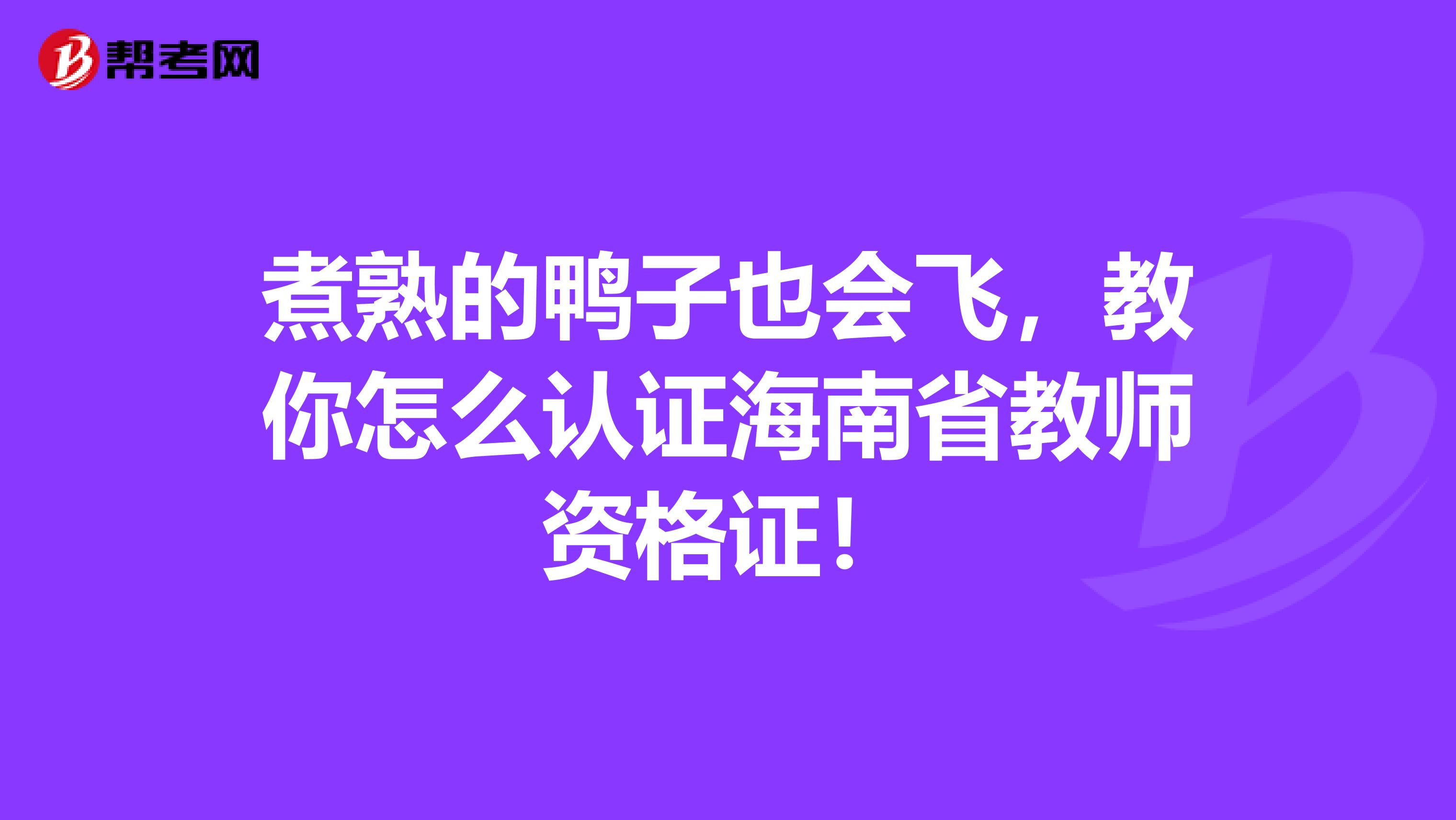 煮熟的鸭子也会飞，教你怎么认证海南省教师资格证！