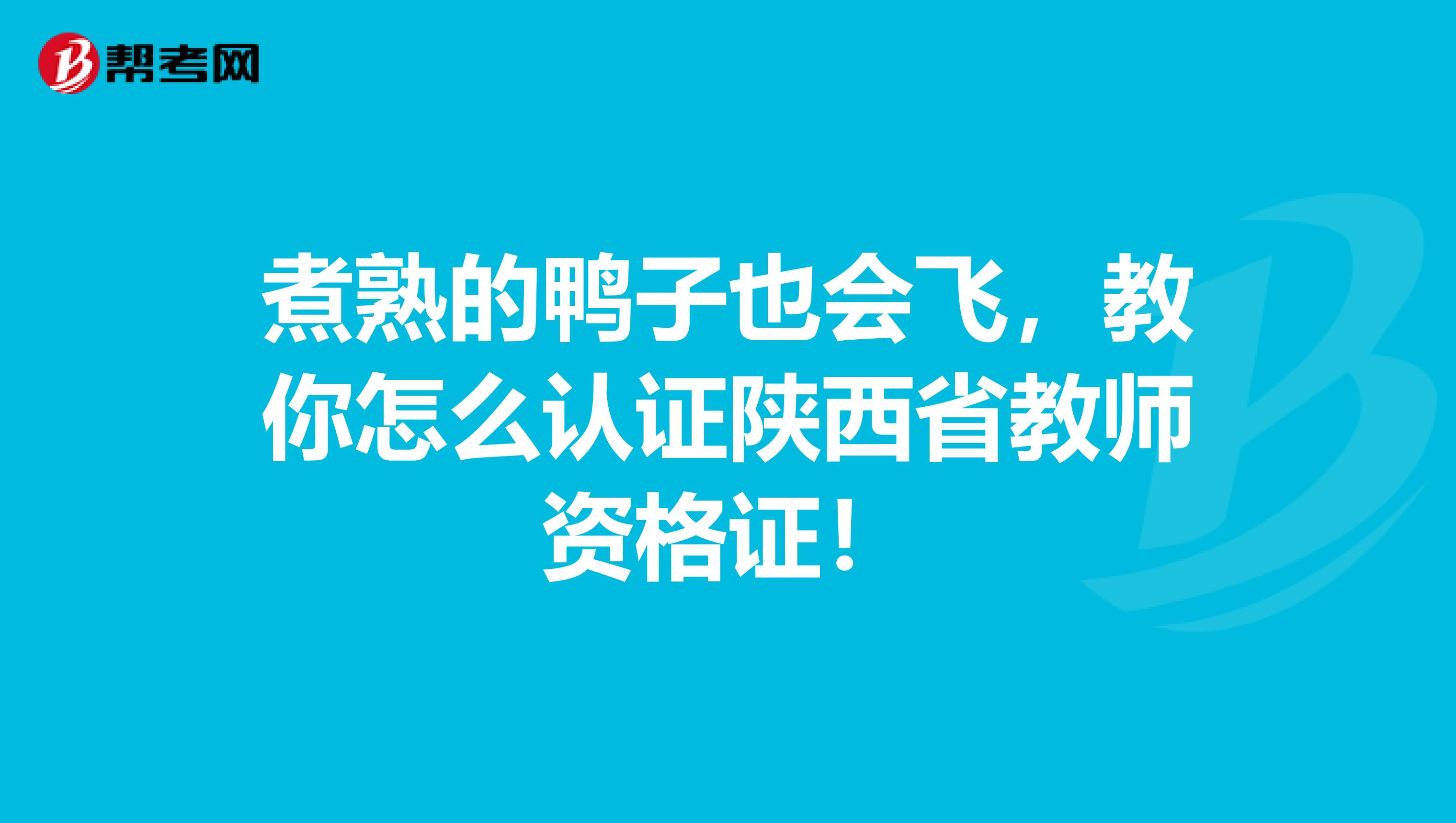 煮熟的鸭子也会飞，教你怎么认证陕西省教师资格证！