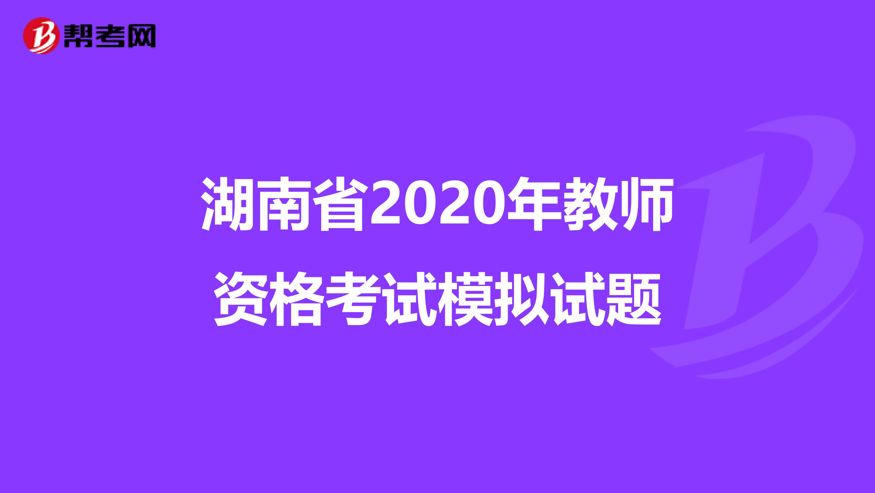 湖南省2020年教师资格考试模拟试题