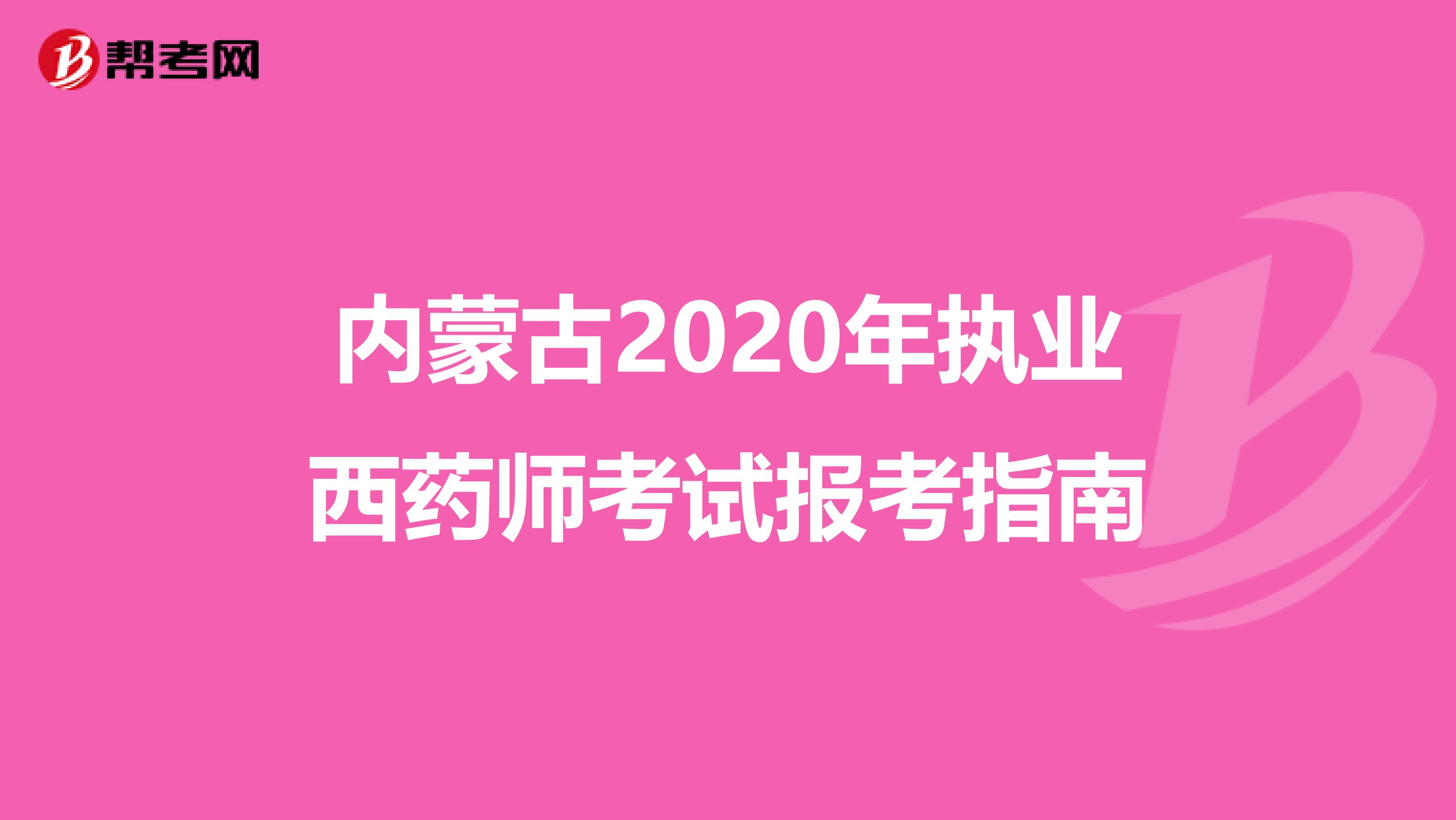 内蒙古2020年执业西药师考试报考指南