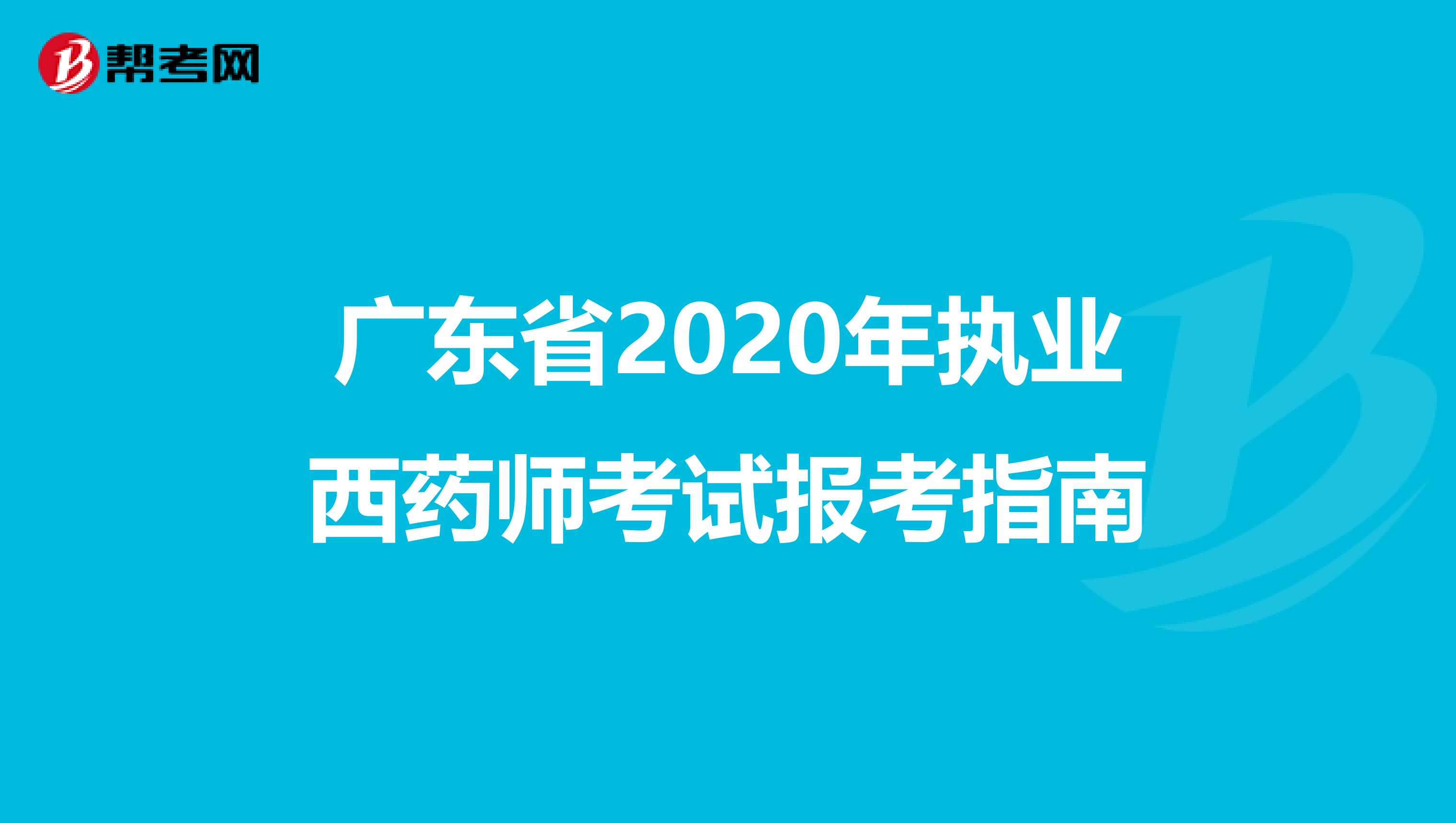 广东省2020年执业西药师考试报考指南