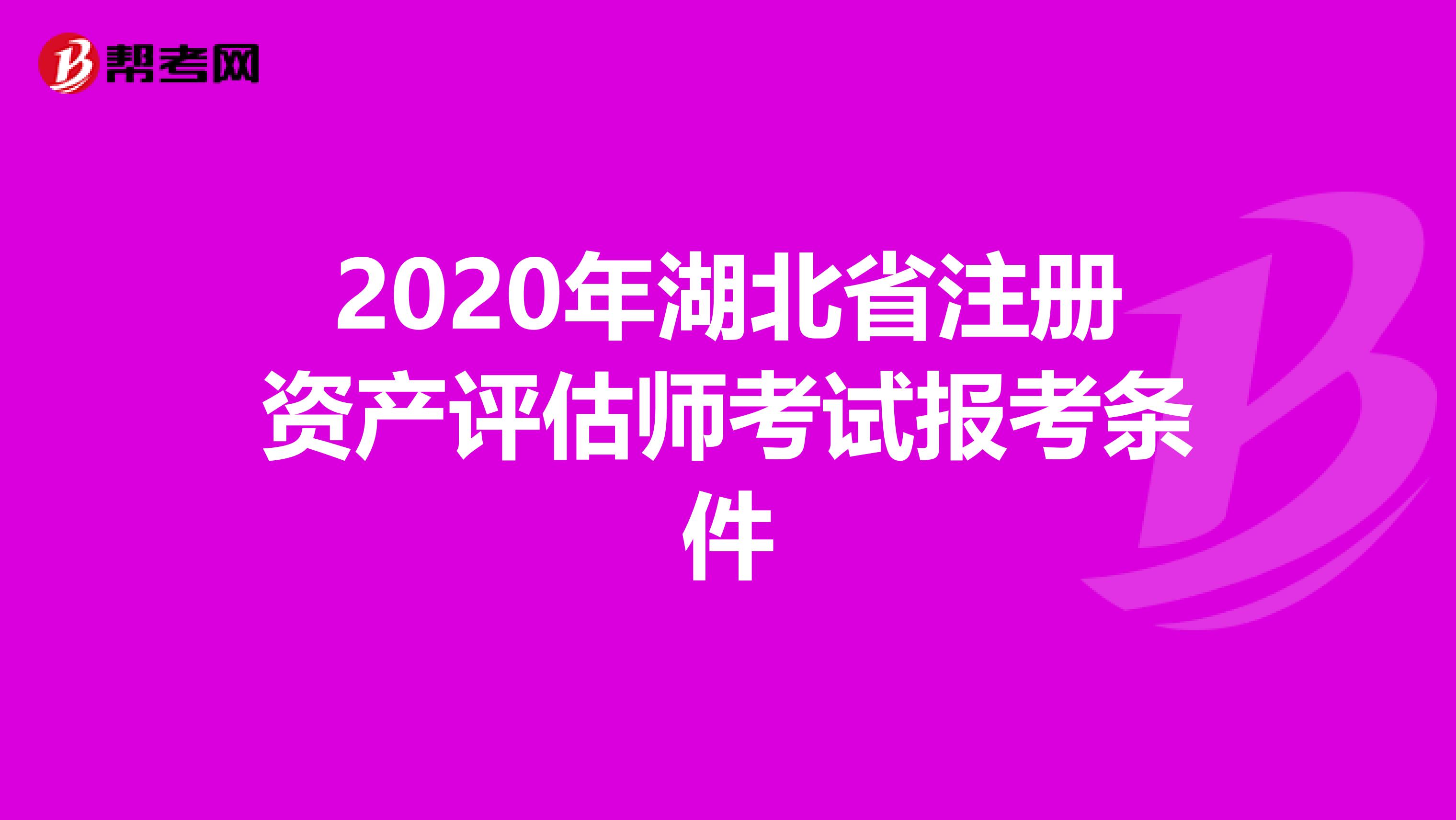 2020年湖北省注册资产评估师考试报考条件