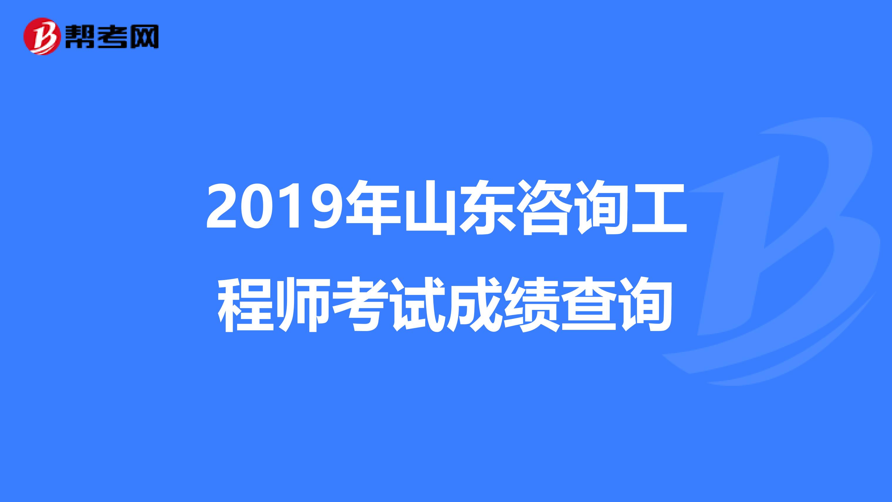 2019年山东咨询工程师考试成绩查询