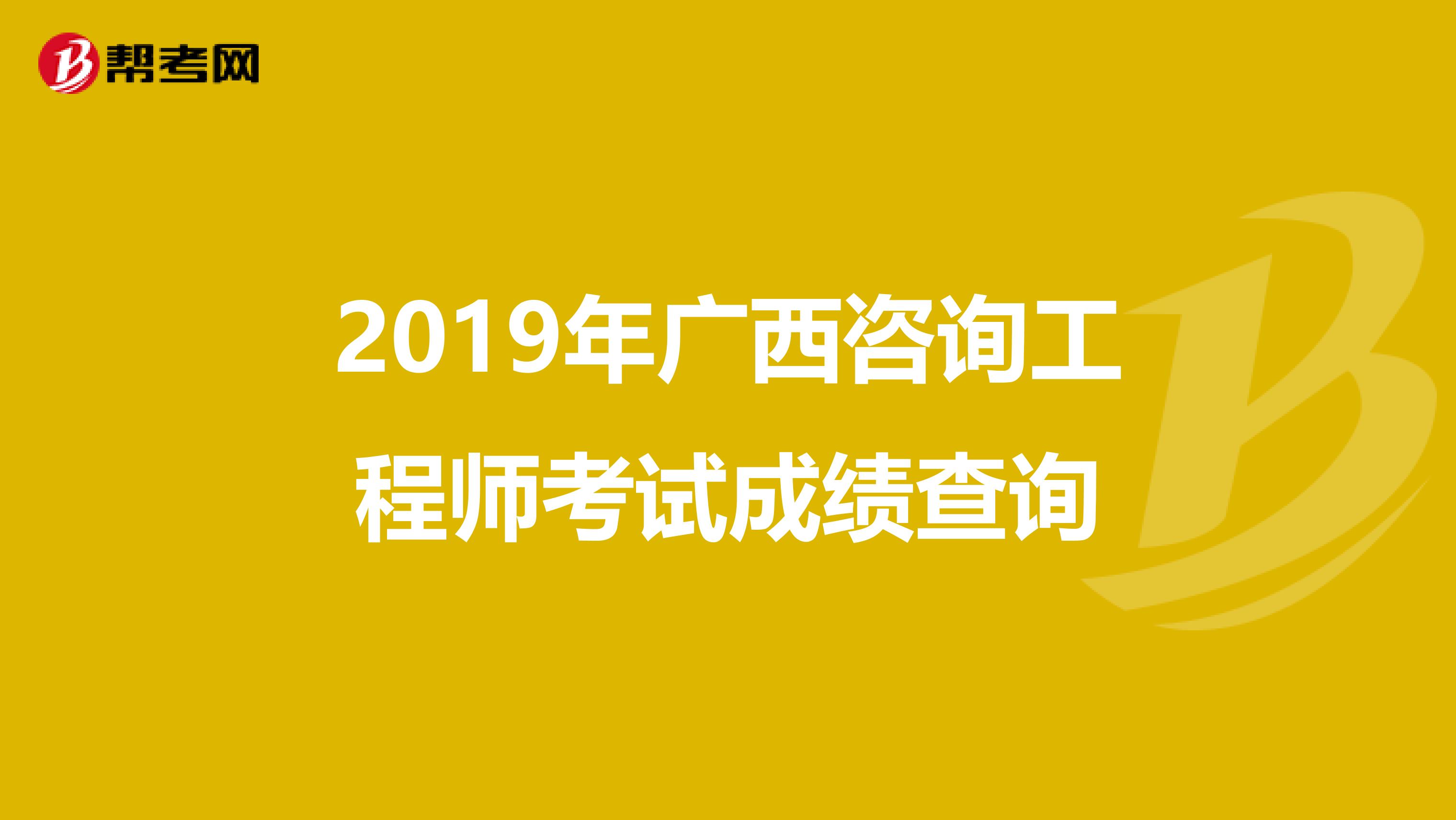 2019年广西咨询工程师考试成绩查询