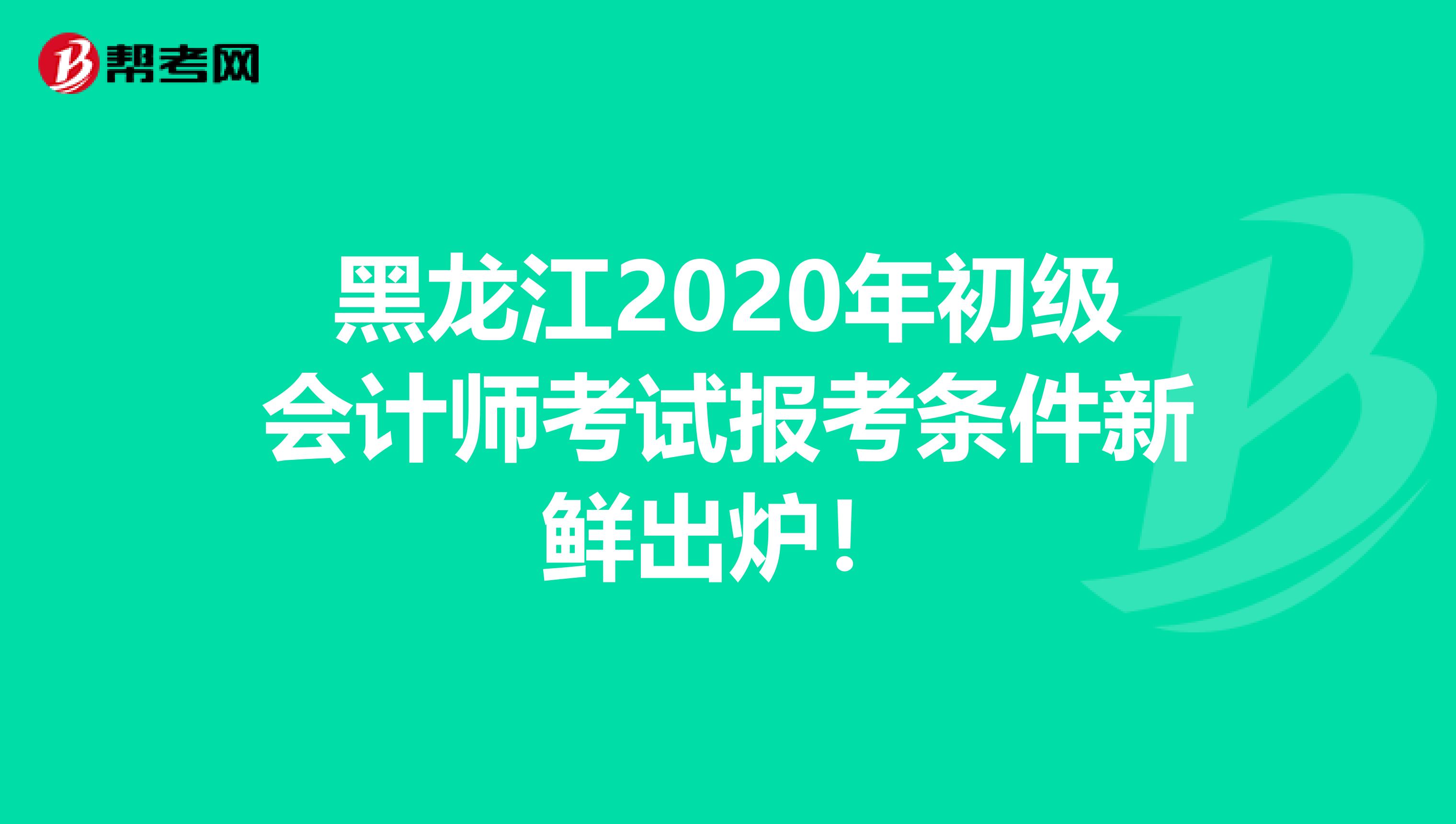 黑龙江2020年初级会计师考试报考条件新鲜出炉！