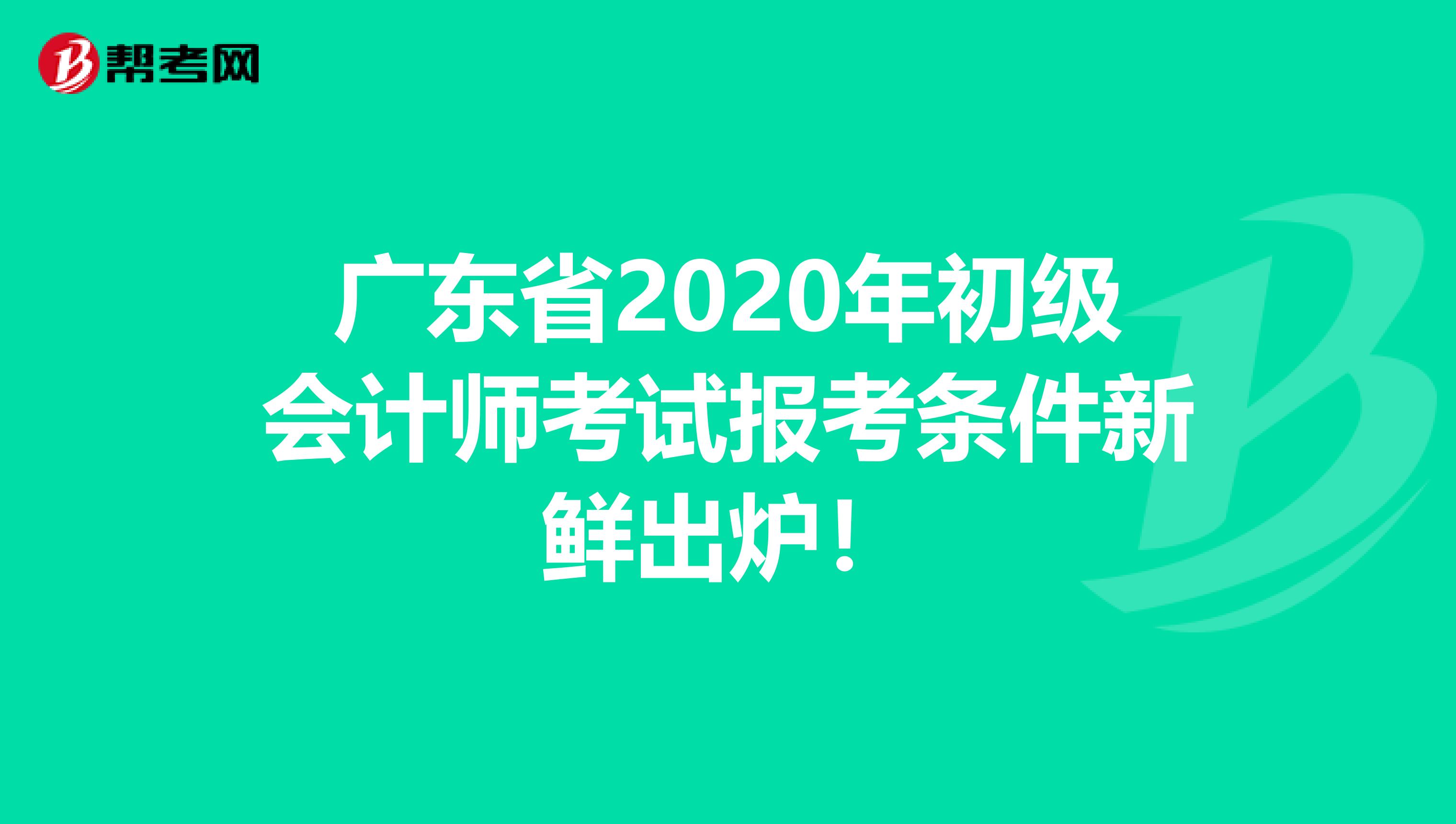 广东省2020年初级会计师考试报考条件新鲜出炉！