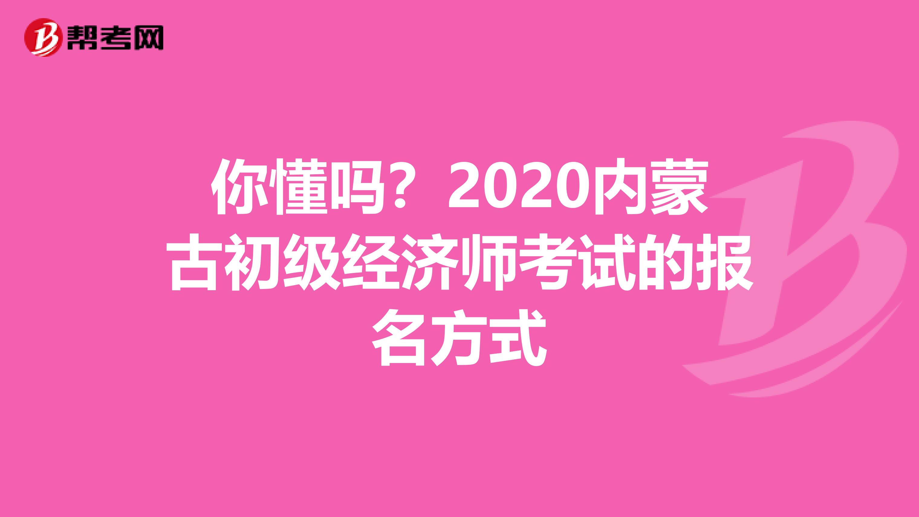 你懂吗？2020内蒙古初级经济师考试的报名方式