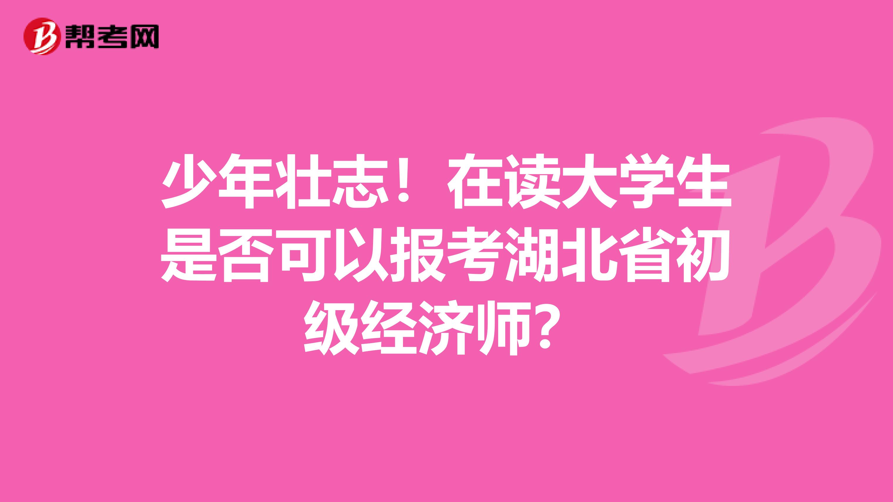 少年壮志！在读大学生是否可以报考湖北省初级经济师？