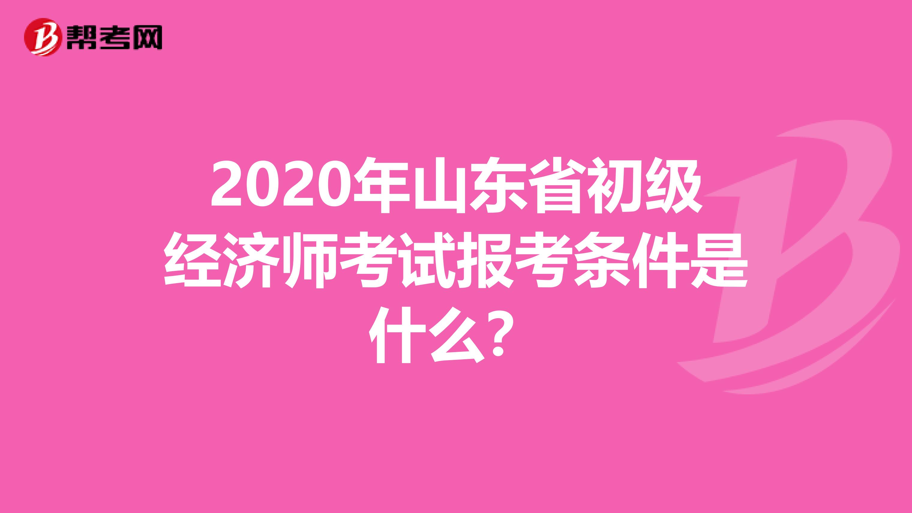 2020年山东省初级经济师考试报考条件是什么？