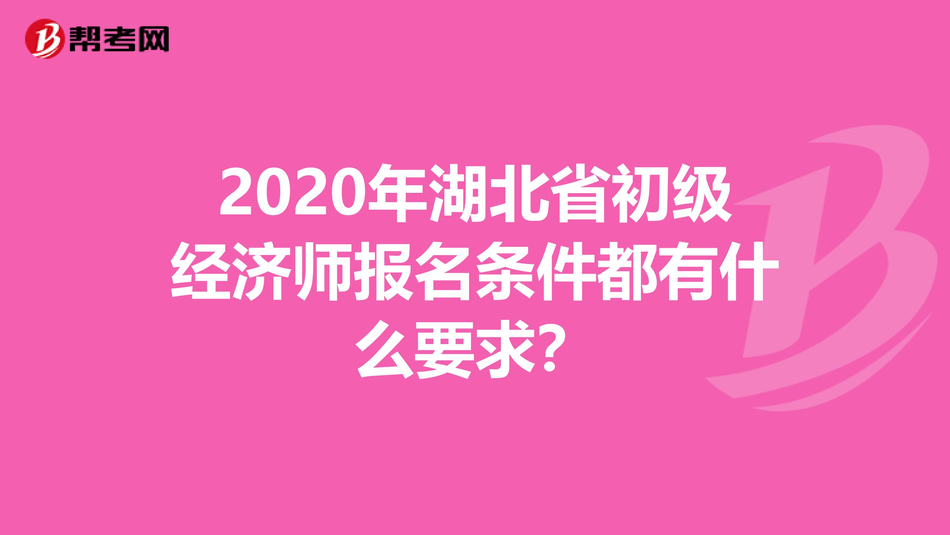 2020年湖北省初级经济师报名条件都有什么要求？