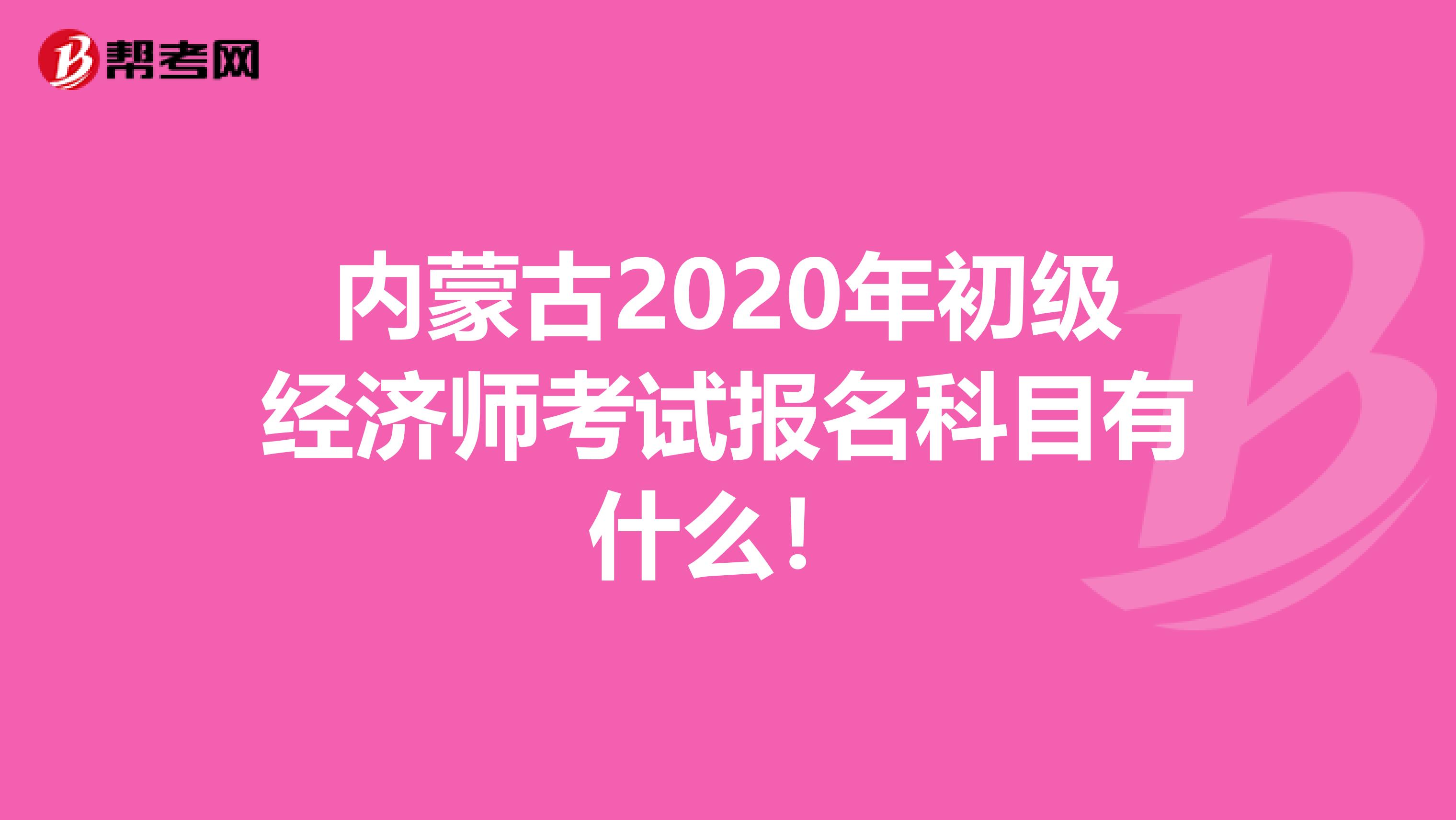 内蒙古2020年初级经济师考试报名科目有什么！