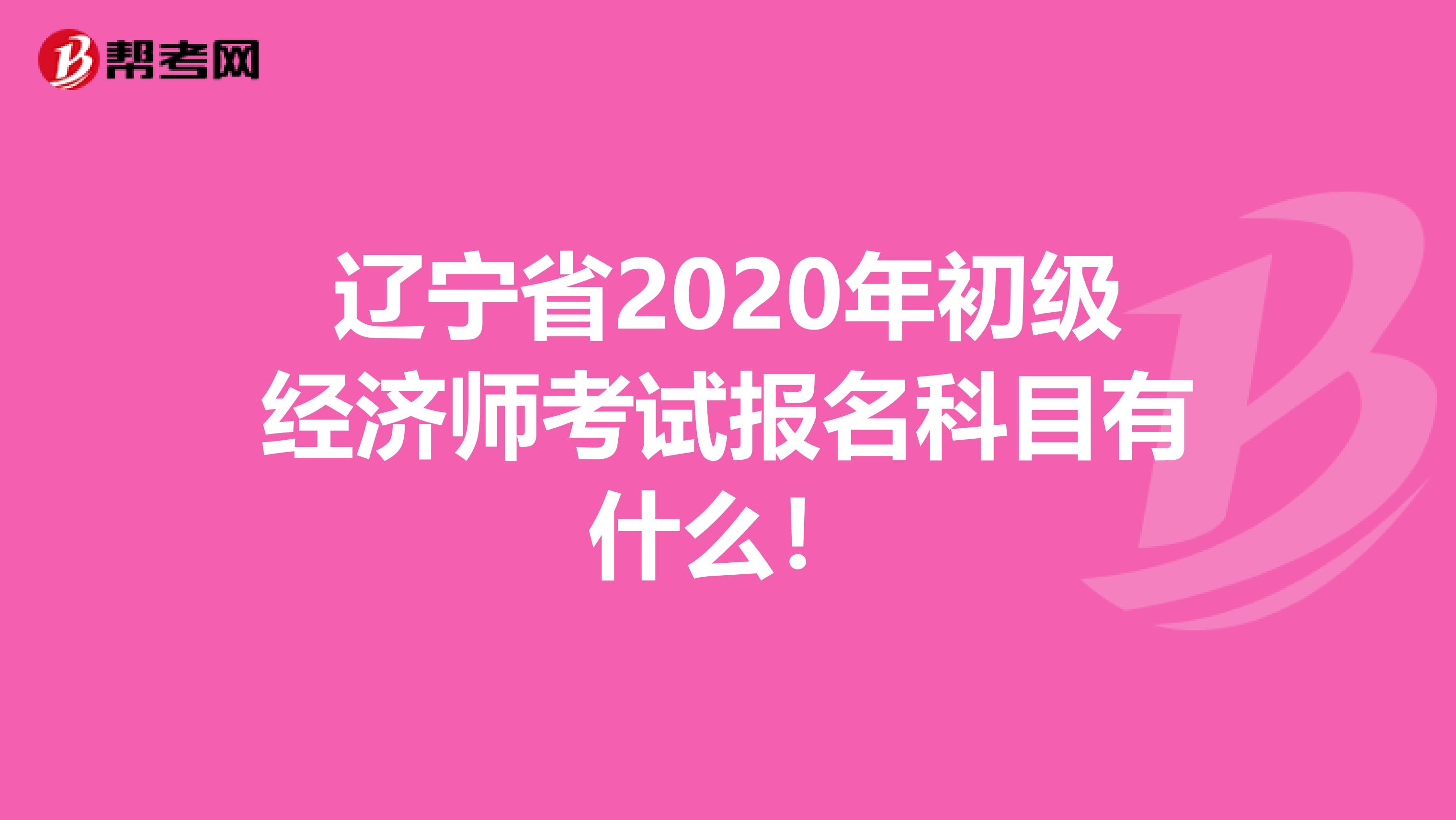 辽宁省2020年初级经济师考试报名科目有什么！