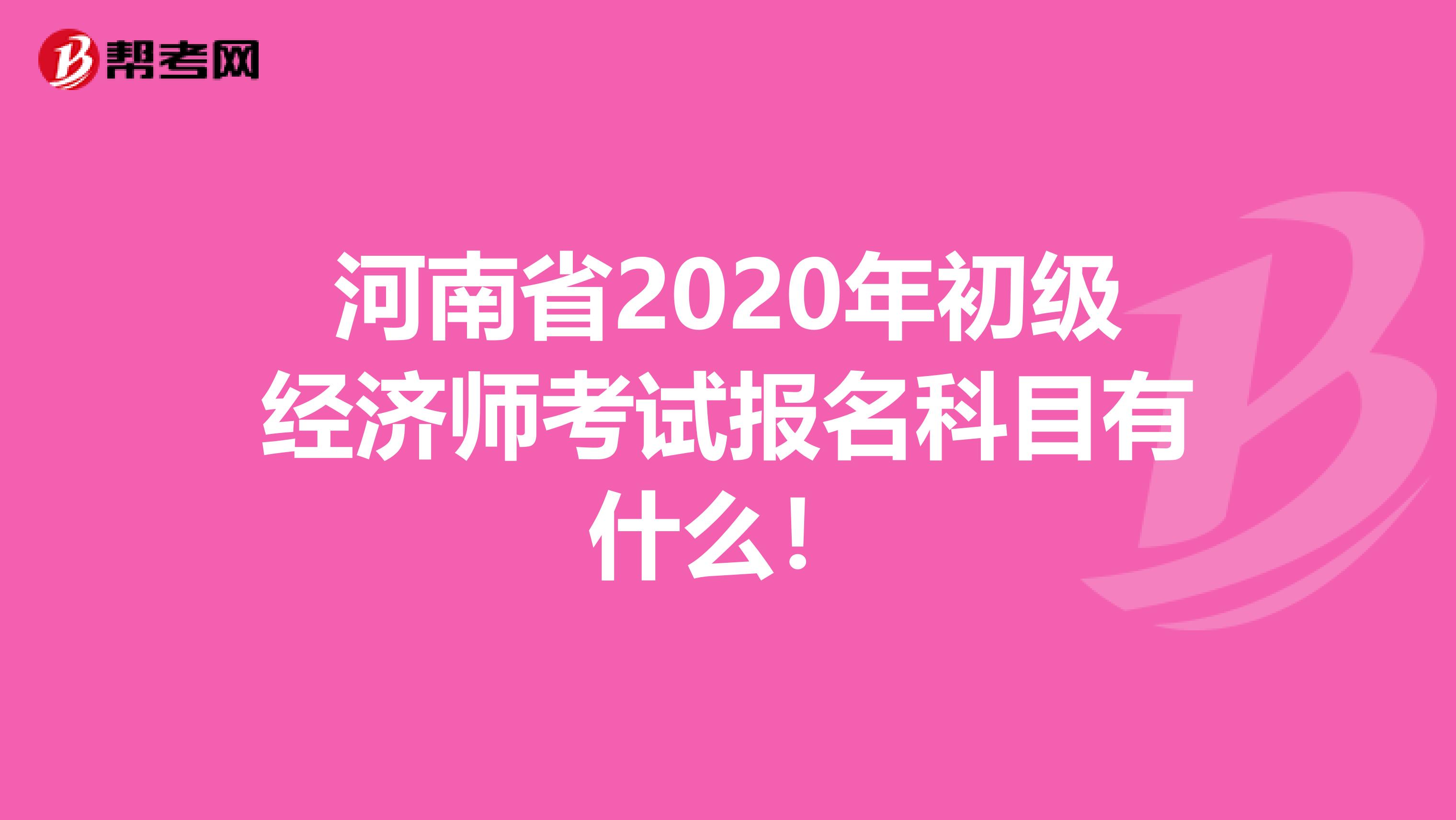 河南省2020年初级经济师考试报名科目有什么！