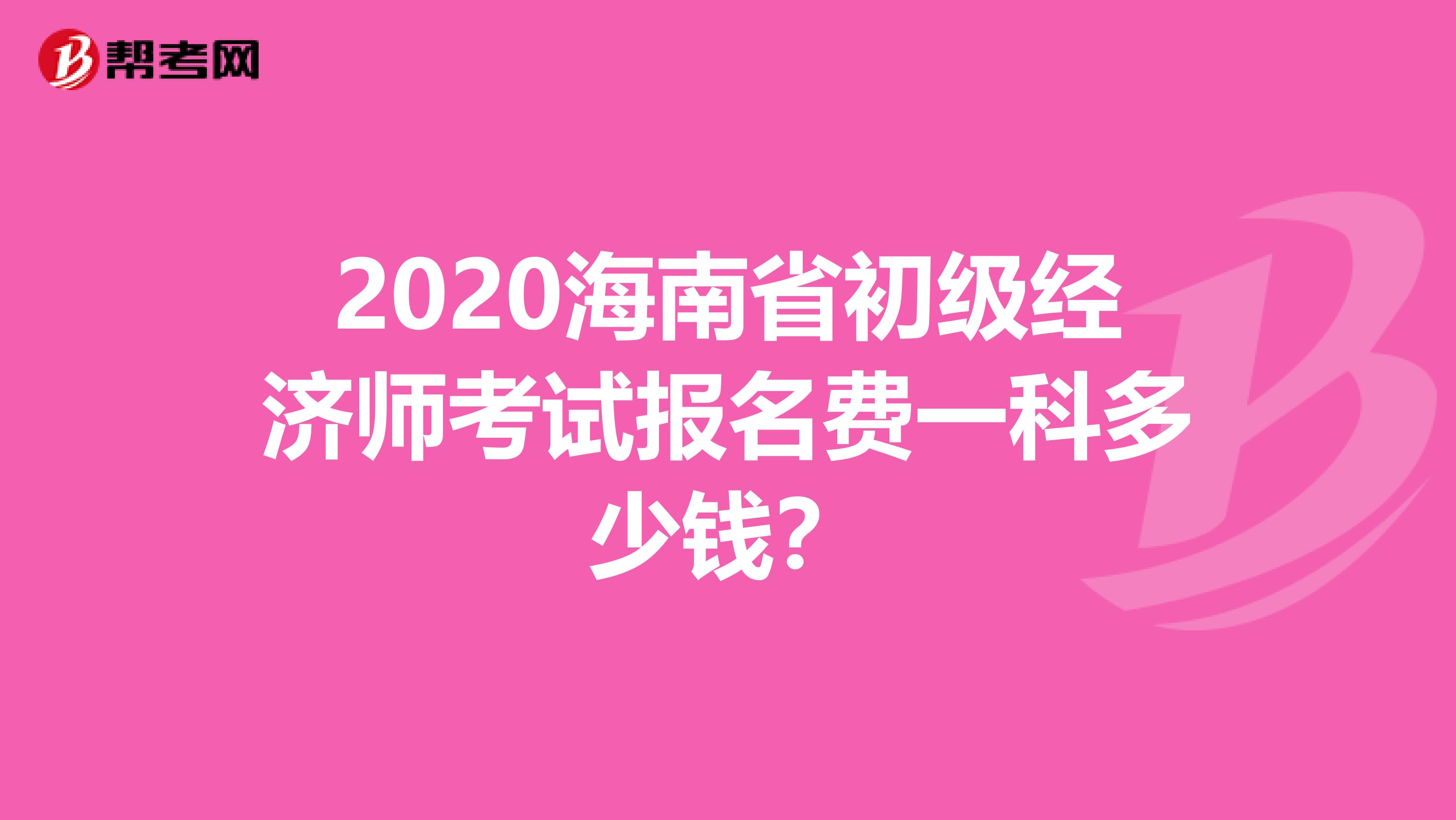 2020海南省初级经济师考试报名费一科多少钱？