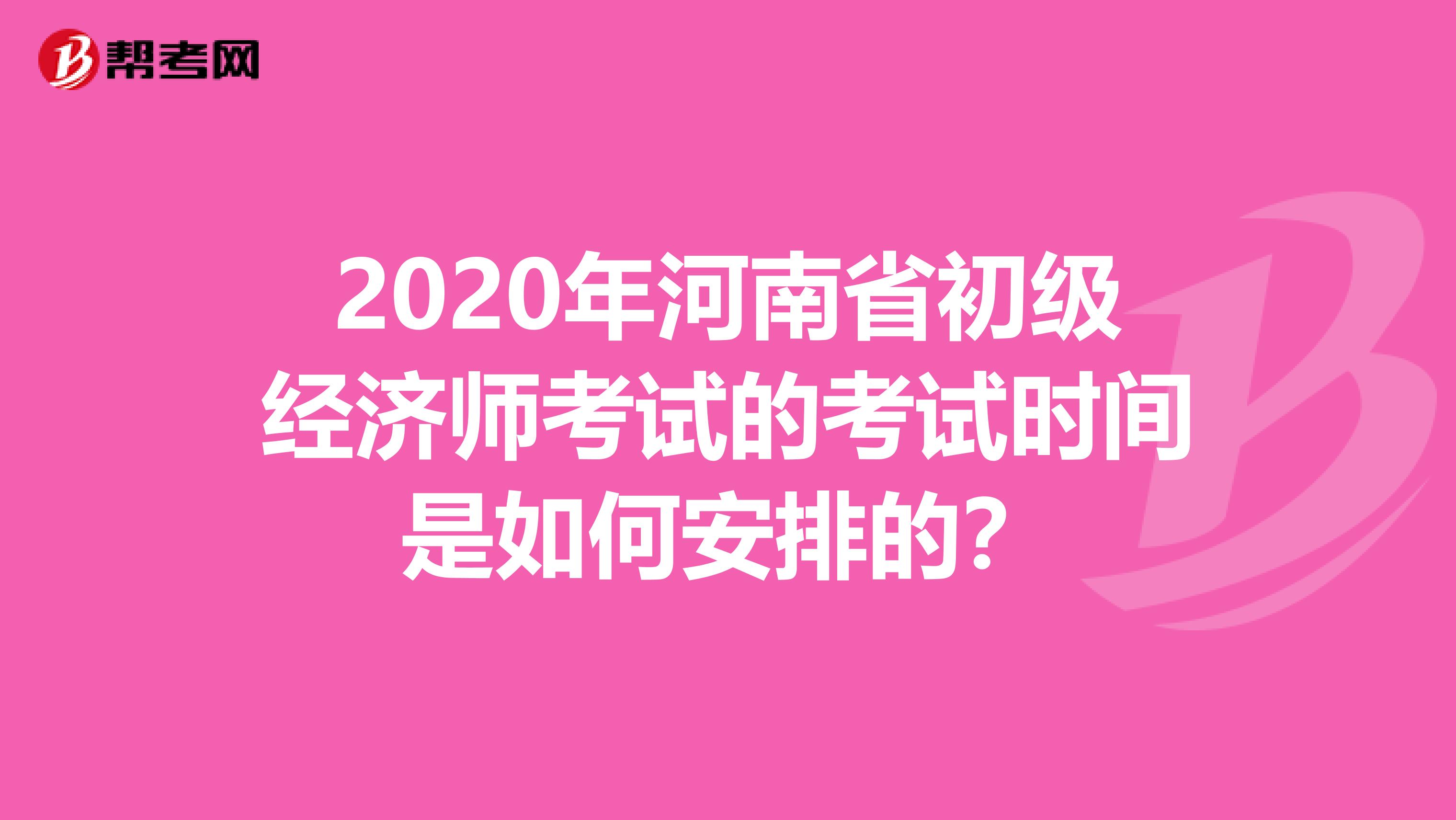 2020年河南省初级经济师考试的考试时间是如何安排的？