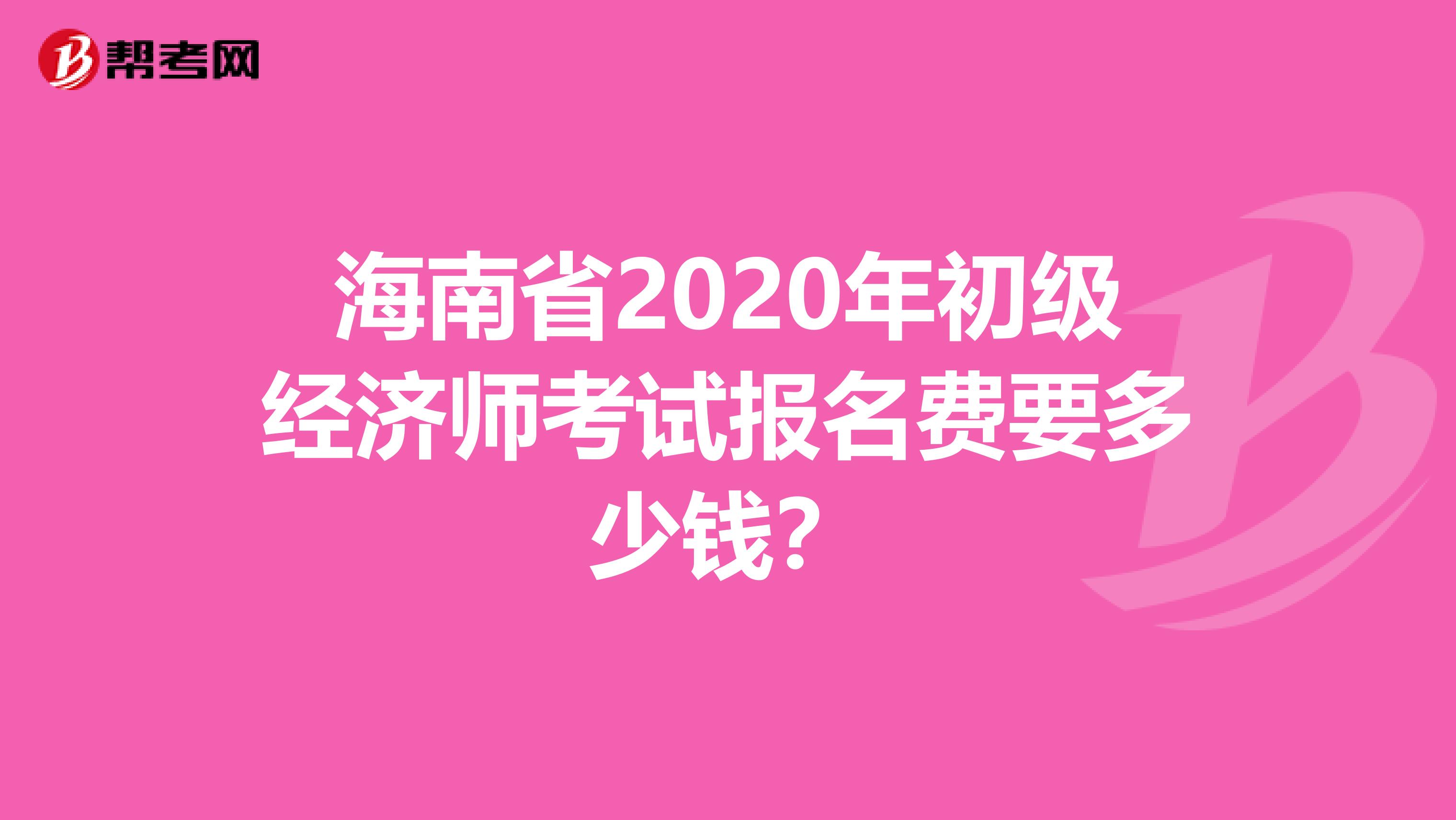海南省2020年初级经济师考试报名费要多少钱？