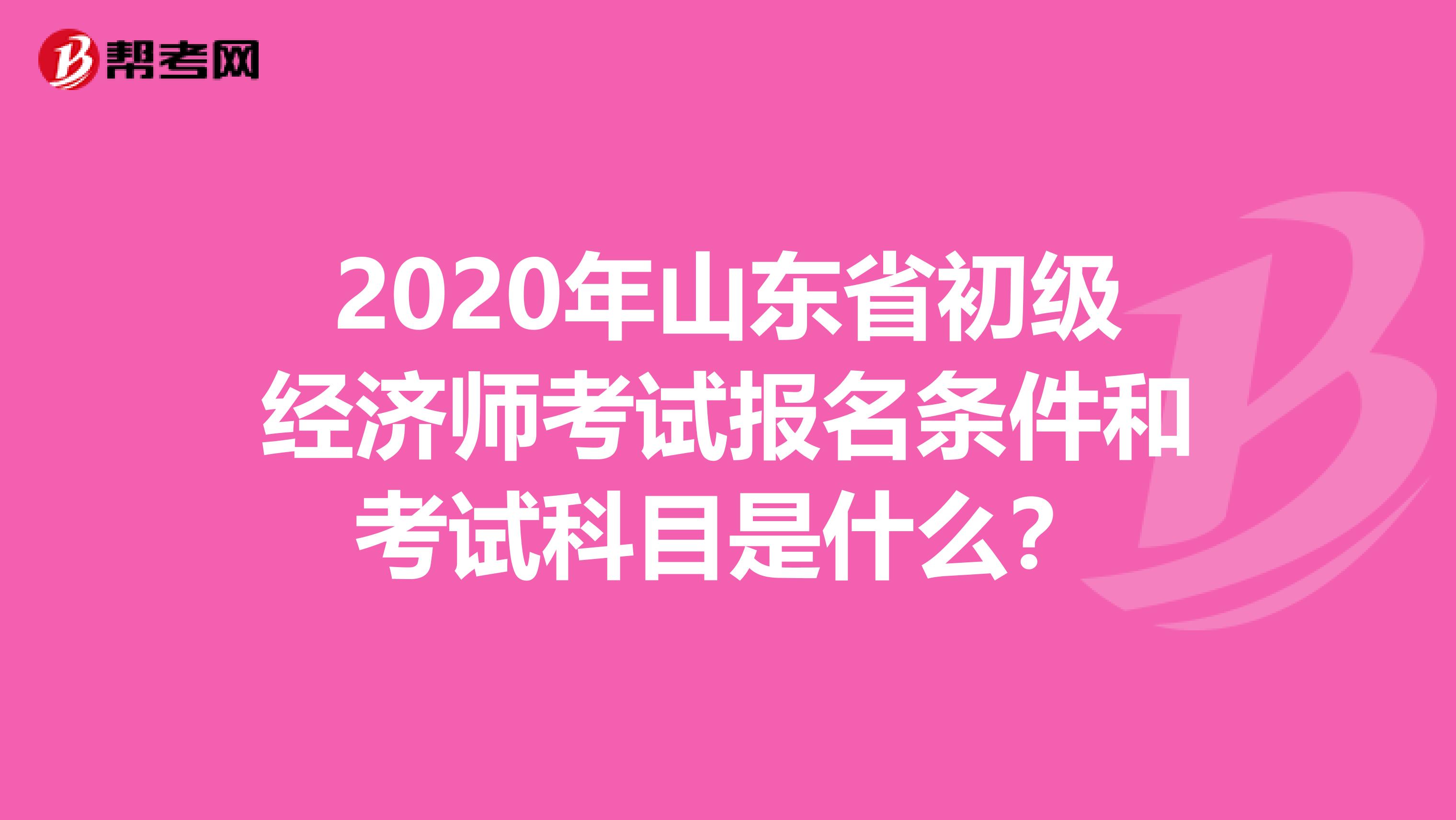 2020年山东省初级经济师考试报名条件和考试科目是什么？